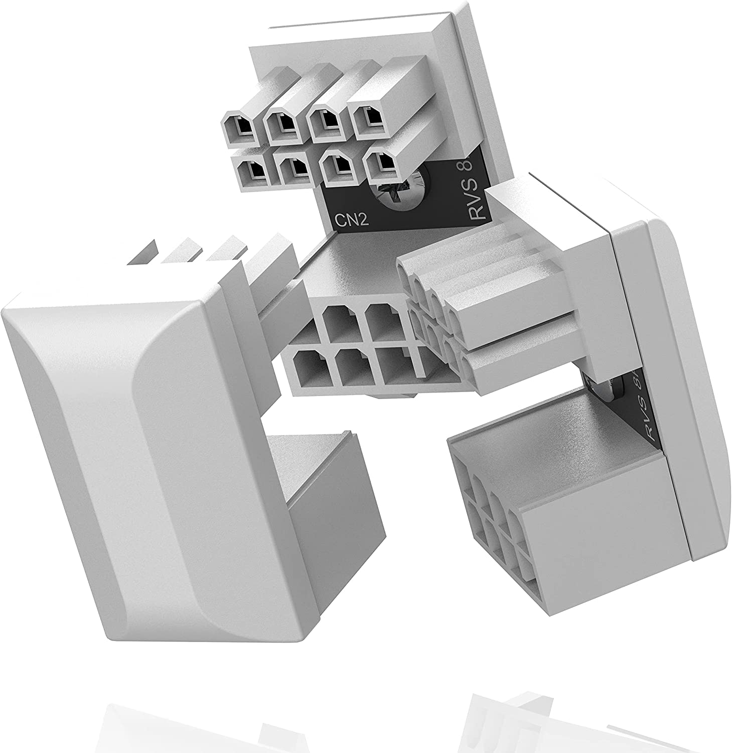 EZDIY-FAB GPU VGA Pcie 8 Pin U Turn 180 Degree Angle Connector Power Adapter Board for Desktop Graphics Card-Reverse Type 3-Pack White