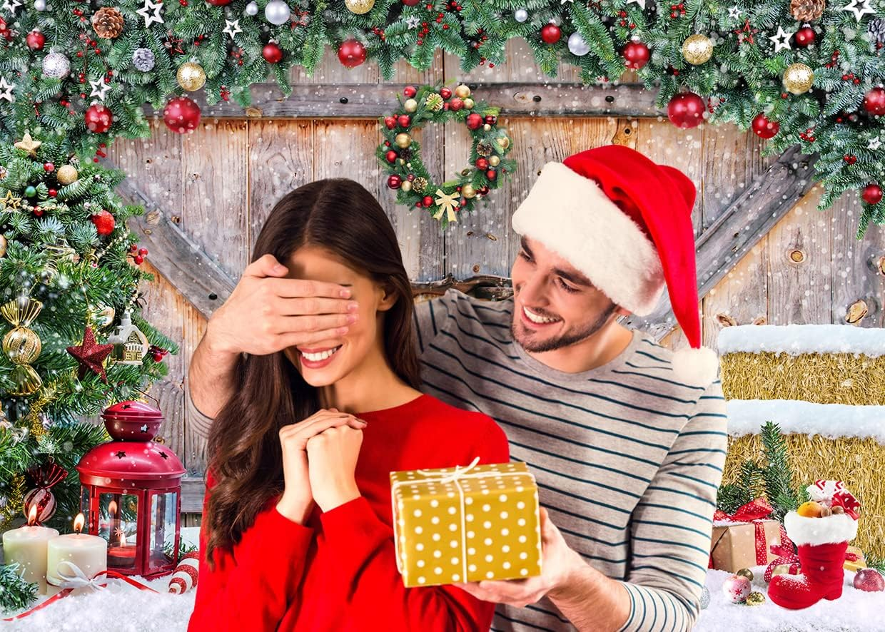 AIIKES 7X5Ft Christmas Backdrop Christmas Backdrops for Photography Christmas Wood Plank Photography Backdrop Christmas Tree Backdrop Home Party Decoration Backdrop 12-390 image number 3