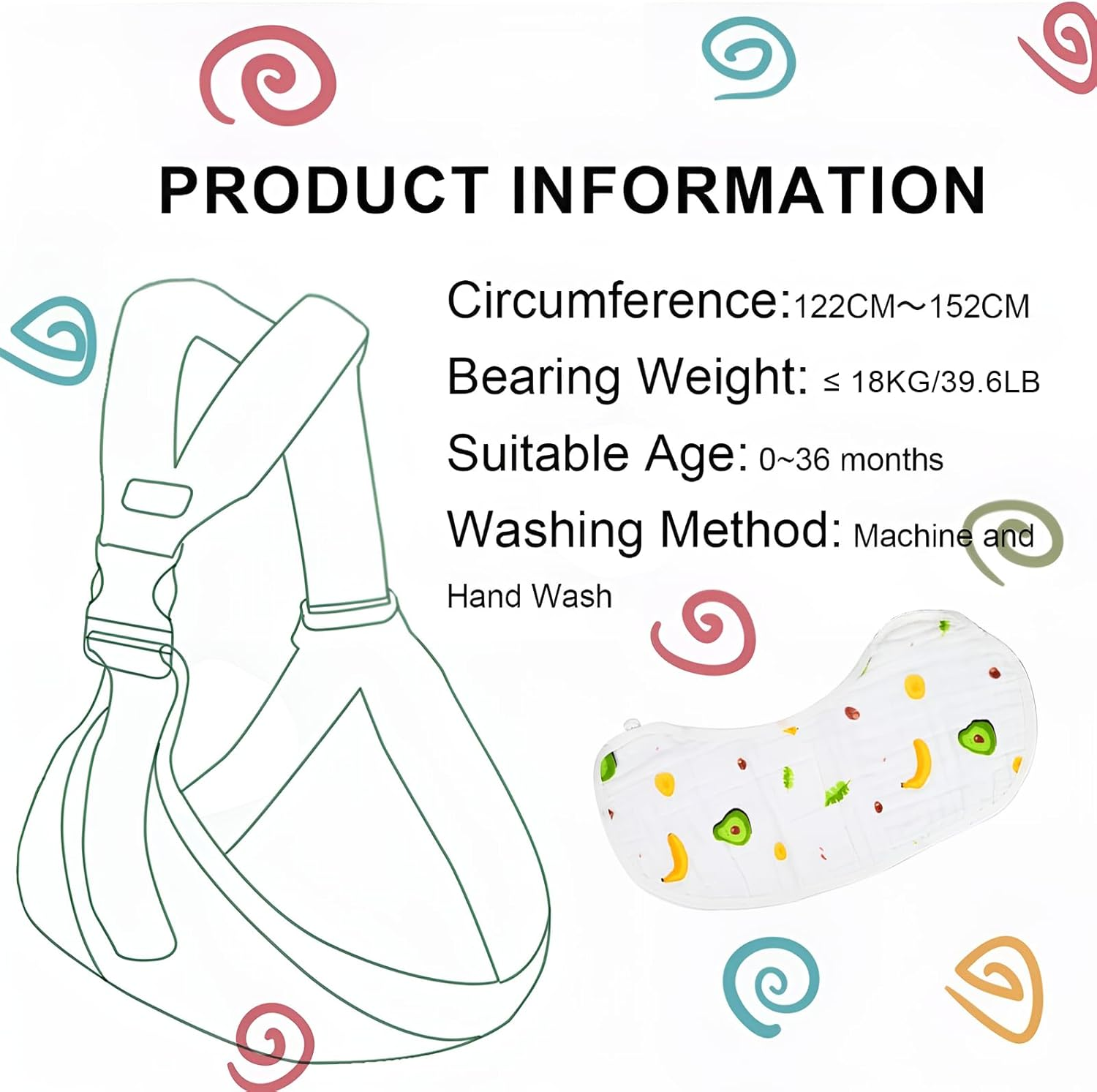 Zurligi Baby Carrier Toddler Sling Multifunction Ergonomic, with Burp Towel Lightweight Baby Carrier Sling, Adjustable Size Breathable Easy to Wear for Shopping Travel image number 1