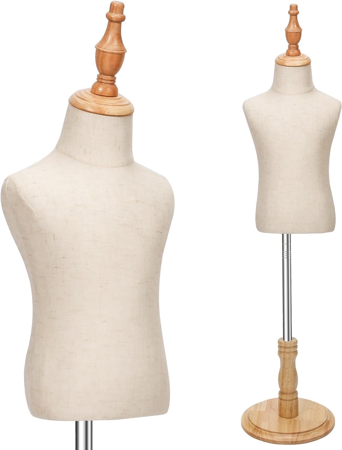 LIODUX Kid Dress Form, Adjustable Child Mannequin with Wooden Base, Child Mannequin, Models Girl and Boy Display Kids Unisex Manikin for Sewing Dressmakers Jewelry Display (2-3 Years Old) image number 1