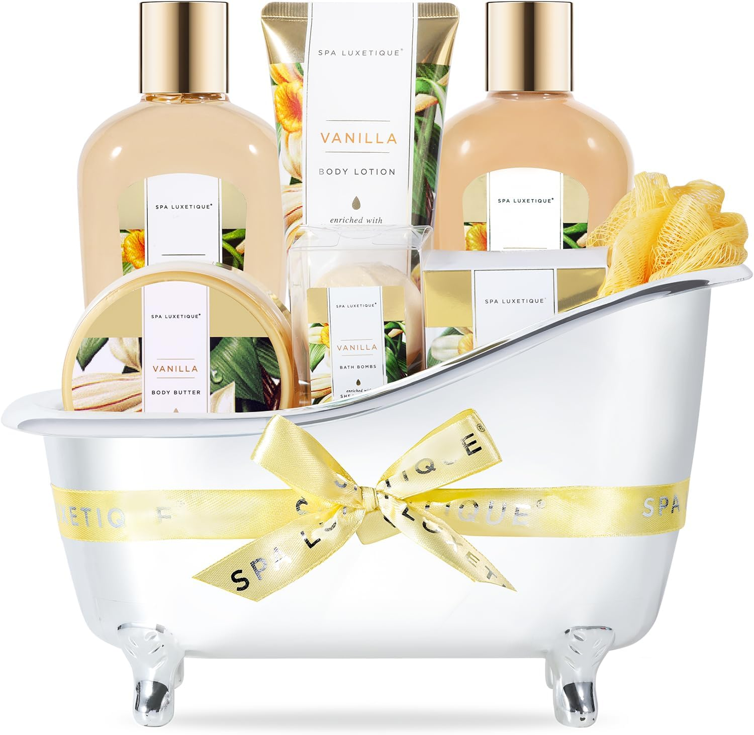 Bath Sets for Women Gift - Spa Luxetique Bath Kit Gift Set, 8 Pcs Vanilla Bubble Bath Set Includes Shower Gel, Body Lotion, Spa Gift Baskets for Women, Christmas Bath and Body Gift Sets for Women image number 6