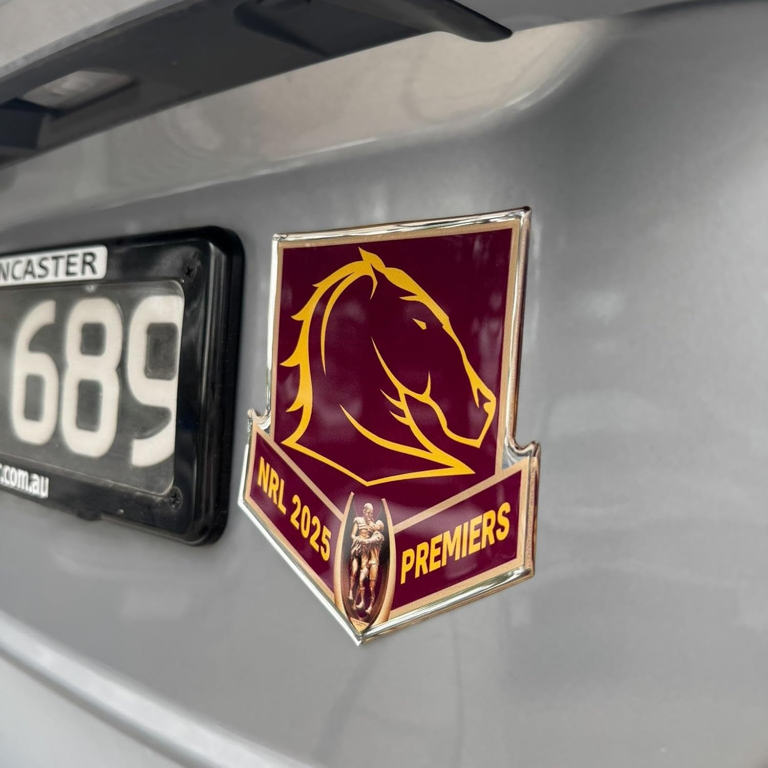 NRL Brisbane Broncos 2025 Premiers Premium Chrome Logo Car Decal Automotive Sticker, 114.9 X 105Mm, Officially Licensed Car Accessories image number 3