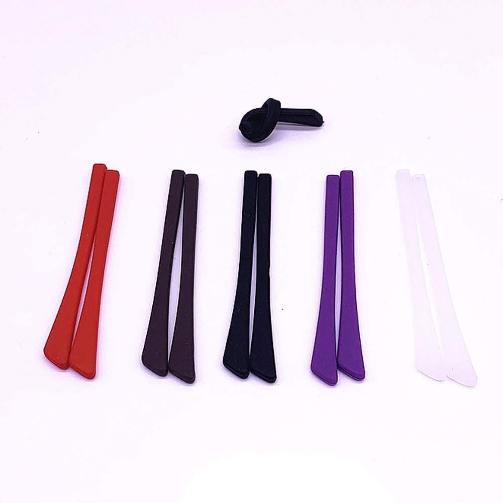 5 Pairs Silicone Anti-Slip Eyeglass End Tips Ear Sock Pieces Tube Sleeve Glasses Retainers Eyewear Comfort Replacement Tips for Thin Metal Eyeglass Legs, Inner Hole Size: 1X2MM image number 1