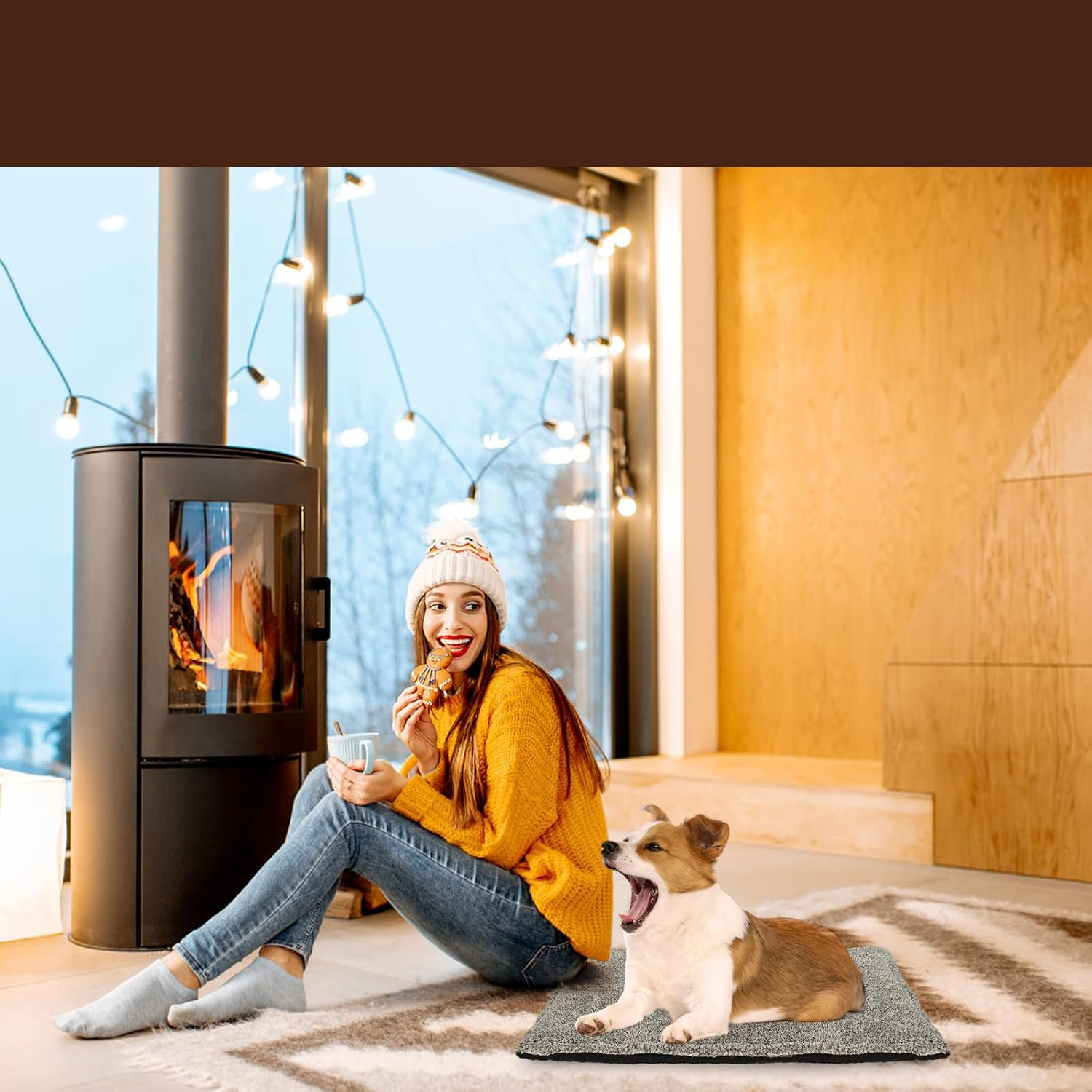 Self-Warming Cat Bed Pad, Self-Heating Cat Bed Mat Thermal Blanket for Indoor Cats & Dogs (L:75 * 50Cm) image number 1