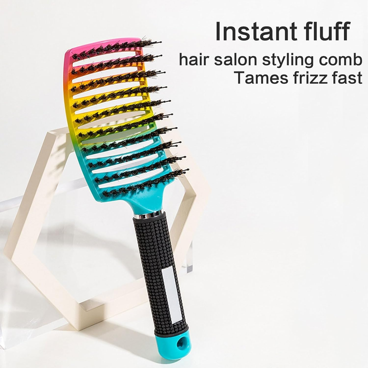 Hairbrush, Magical Brush Detangler, Detangler Bristle Nylon Hairbrush, Curved and Vented Detangling Hair Brush (Color : Gradient) image number 2