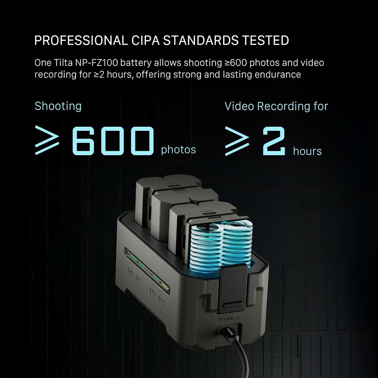 Tilta NP-FZ100 Battery with USB-C Input (2400Mah) - Green | Works with A6600, A6700, A9, A9 III, A7S III, A7R III, A7C, A7C II, A7 III, A7 IV, A7R IV, A7S III, FX30, FX3, FX30B, A1 II, ZV-E1 image number 3