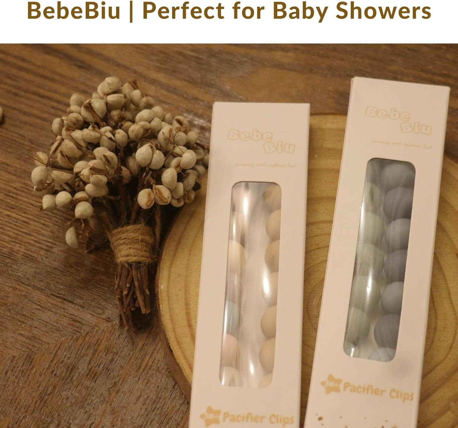 Silicone Dummy Clip for Baby Boys and Girls, 2 Pack Pacifier Clips, Dummy Chain, Soother Dummy Holder, Keeps Pacifier Clean (Mauve/Muted) - Mauve/Muted image number 2