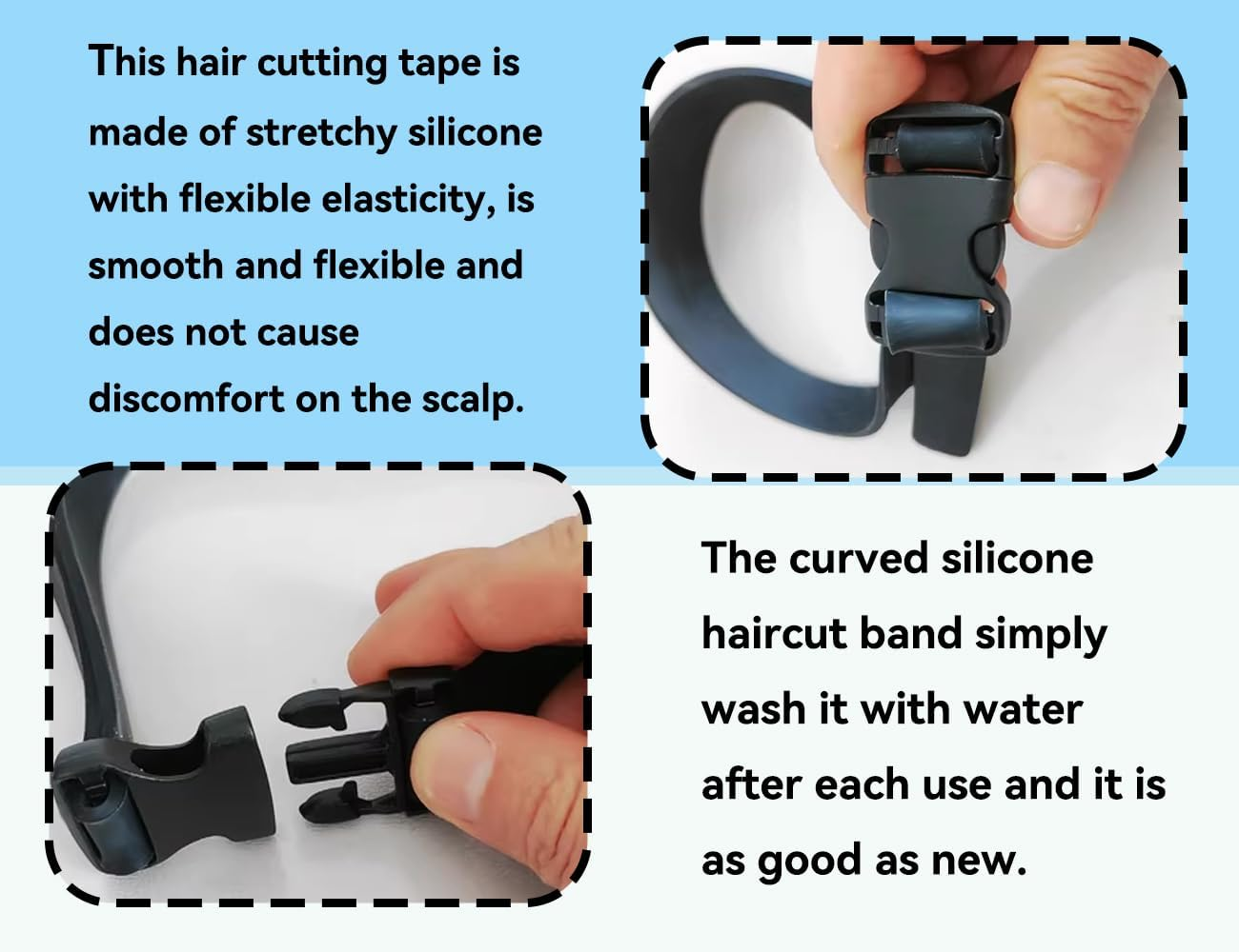 Lhbwhiz Hair Cutting Tool, Silicone Neckline Shaving Template, Curved Adjustable Hair Cutting Band, Curved Hair Trimming Guide, Hair Cutting Aid, Salon Barber Tools, for DIY Home Haircuts image number 1