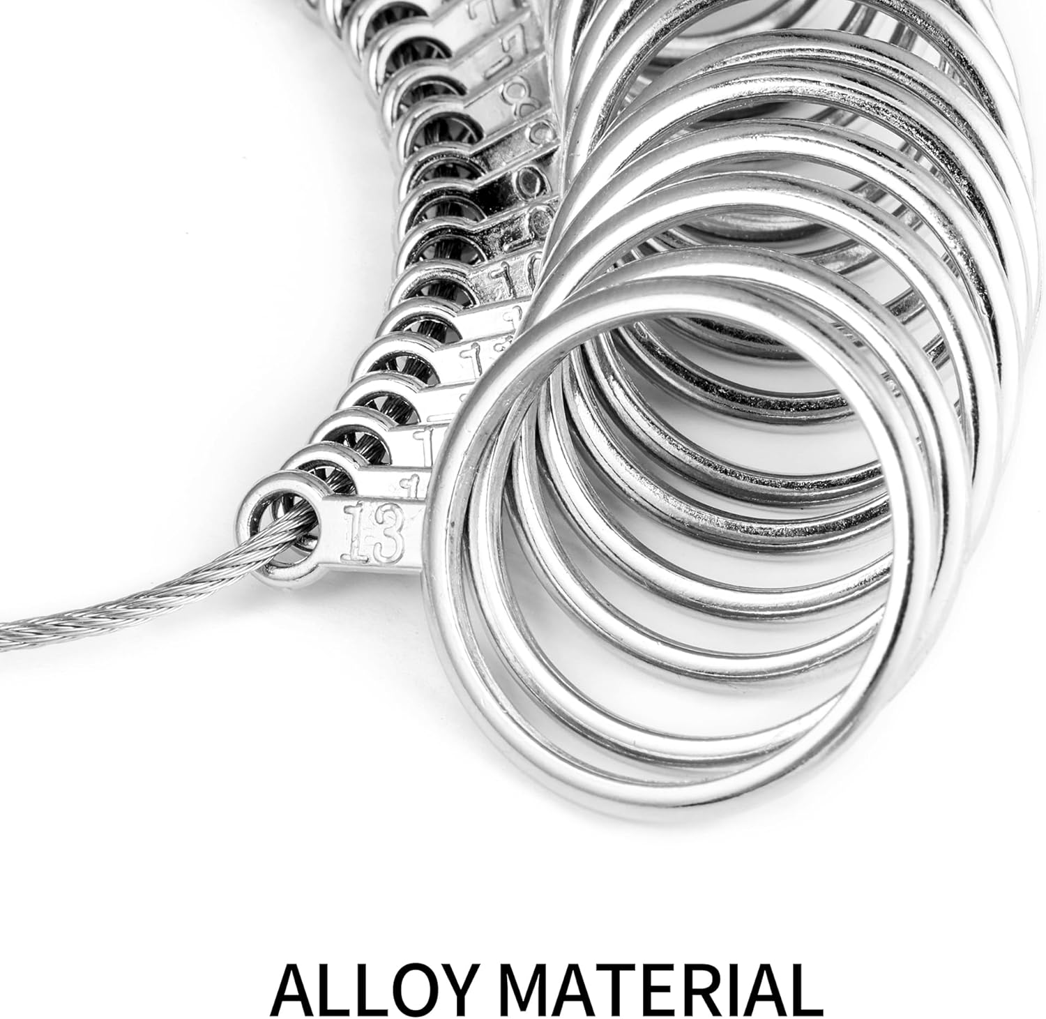 Ring Sizer Measuring Tool Kit, 27 PCS Stainless Steel Measuring Ring Tool, US Ring Size 0-13 with Half Size, 2 PCS Reusable Finger Size Tape with Magnified Glass 1-17 USA Rings Size image number 5