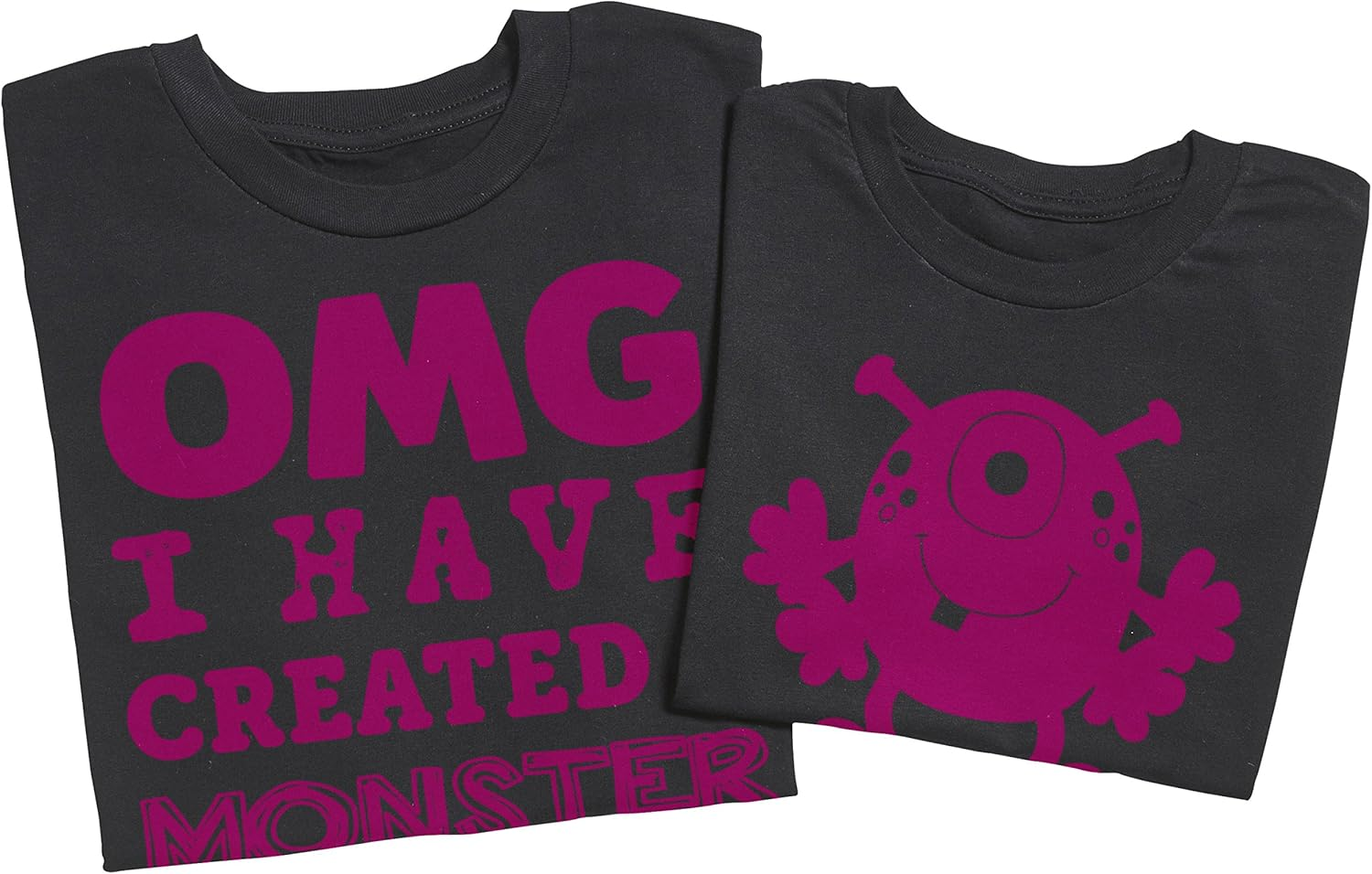 Zarlivia Clothing OMG I'Ve Created a Pink Monster! - Matching Father Kids Gift Set - Mens T Shirt & Kid'S T Shirt - Black - Large & 7-8 Years image number 4