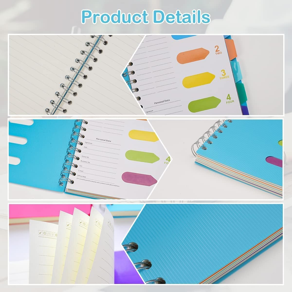 Spiral Notebook, A5 Notebook with Index, Notebooks with Pen, Hardcover Notebook, A5 Spiral Notebook, Journal Notebook, Spiral Journal, Subject Notebook for Work,Students, Office, Home,Writing Planner image number 5