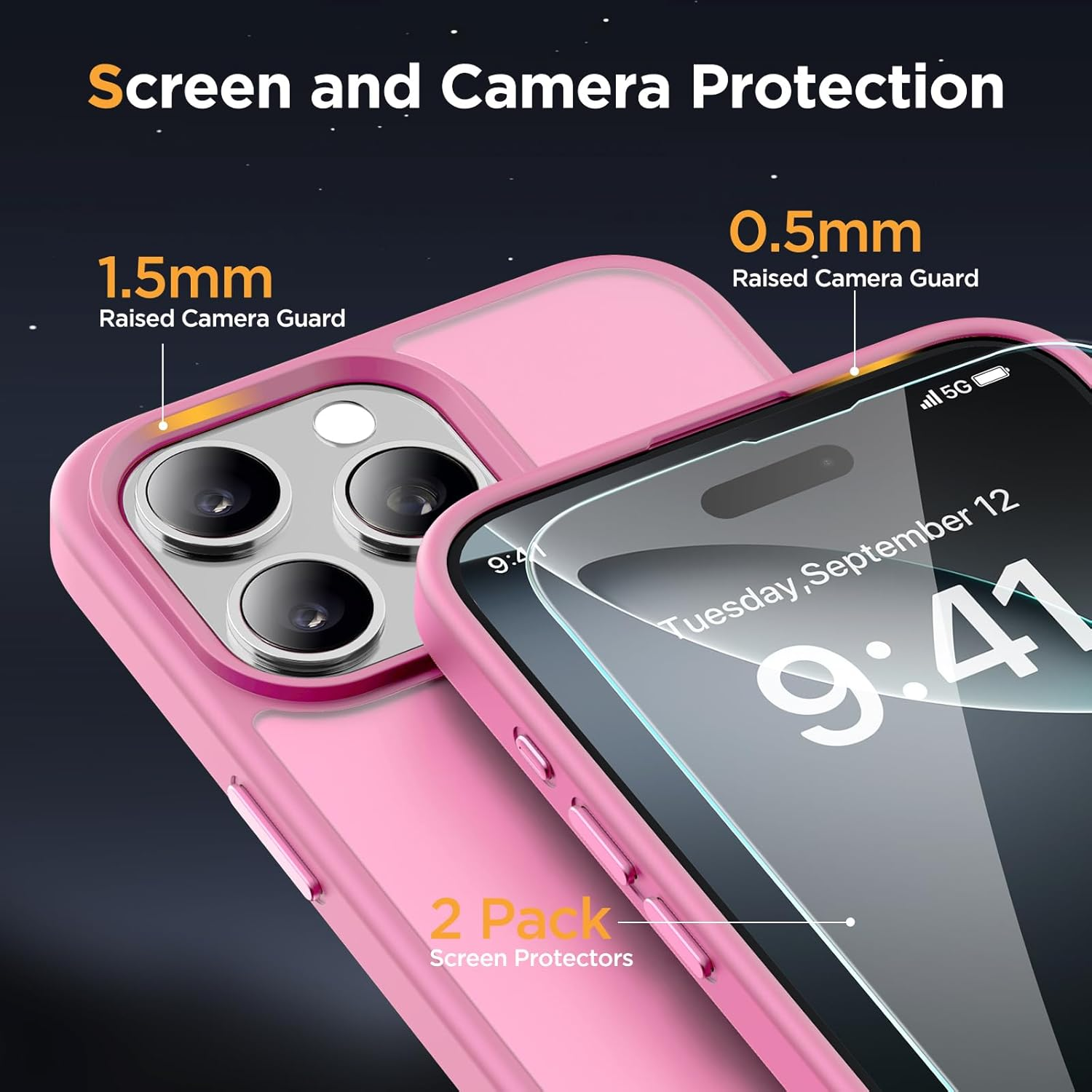 Miracase Magnetic Series for Iphone 16 Pro Max Case [With 2X Screen Protector] Military-Grade Protection, Anti-Fingerprint, Slim Phone Case for 16 Pro Max 6.9 Inch (Mes Pink) - Gray image number 6
