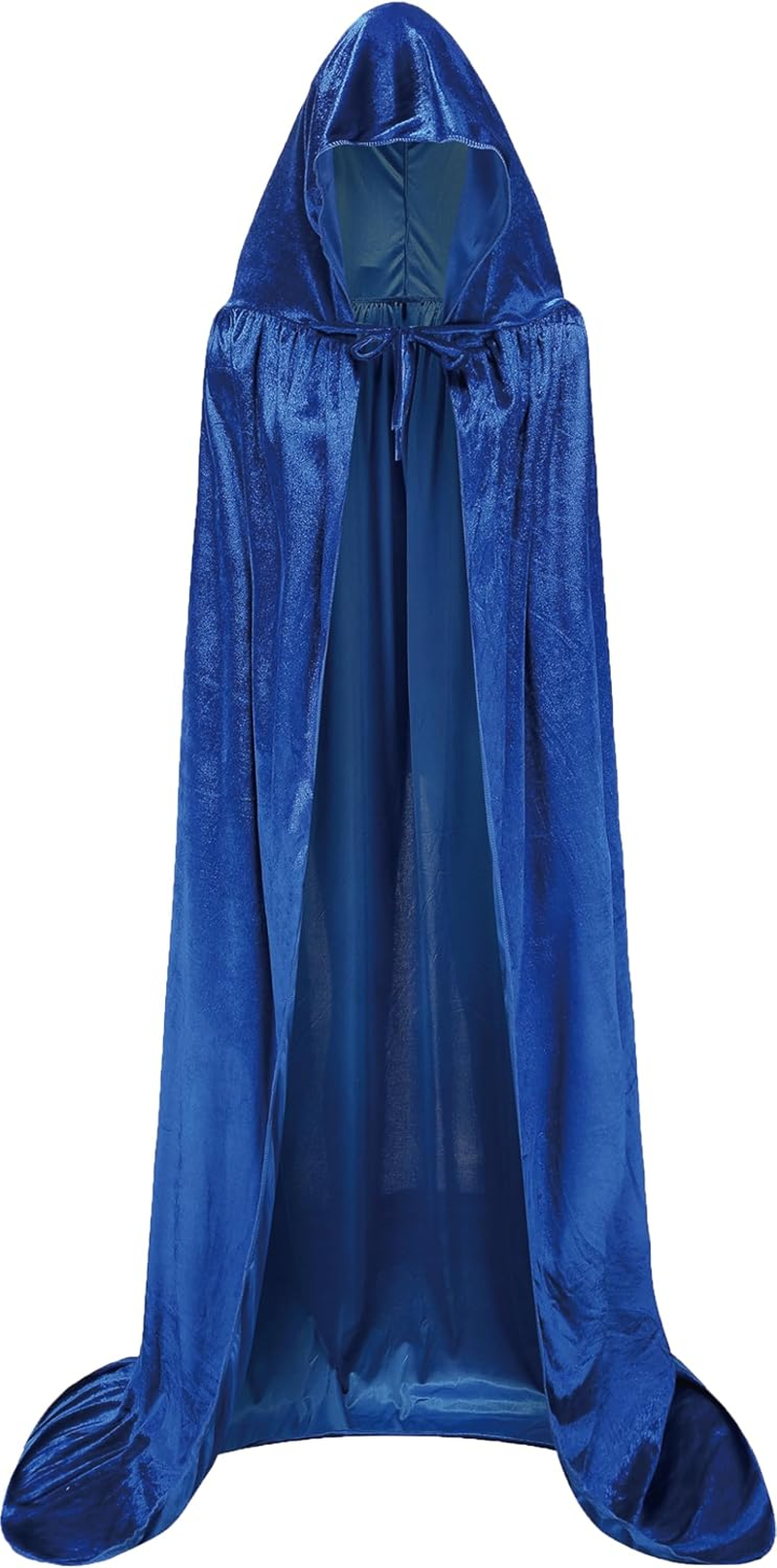 Unisex Hooded Cloak Long Velvet Cape for Halloween Christmas Cosplay Costume