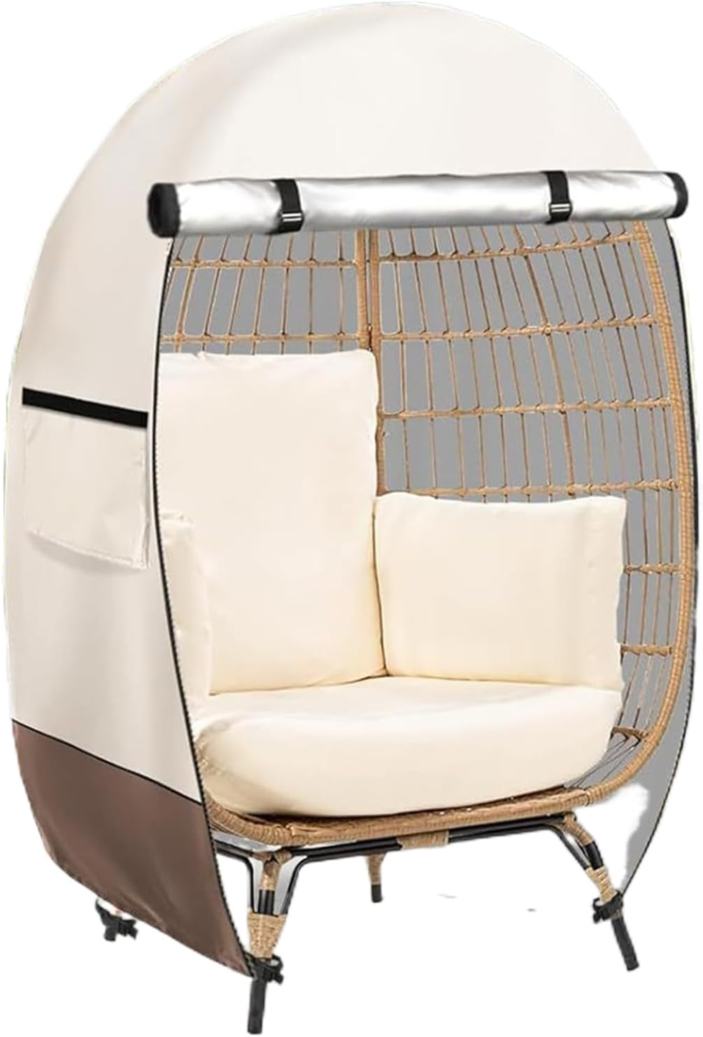 Patio Chair Covers Waterproof - Egg Rocking Chair Cover with Double Zipper | Heavy-Duty Weatherproof 420D Oxford Shield for Garden Porch Lawn Yard Outside image number 2