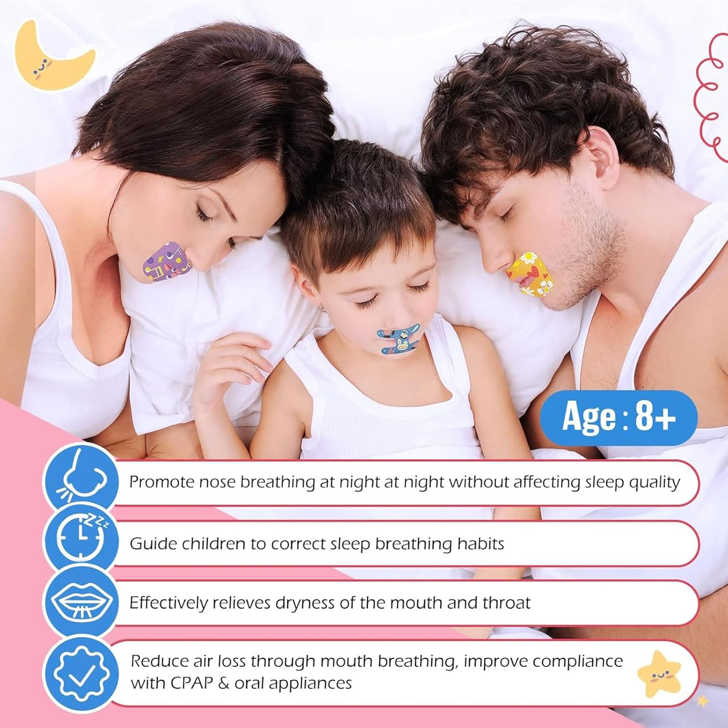 90 Pcs Sleep Strips,Mouth Tape for Sleeping,Stop Snoring Mouth Tape for Mouth Breathing and Loud Snoring, anti Snoring Devices for Children and Adult image number 6