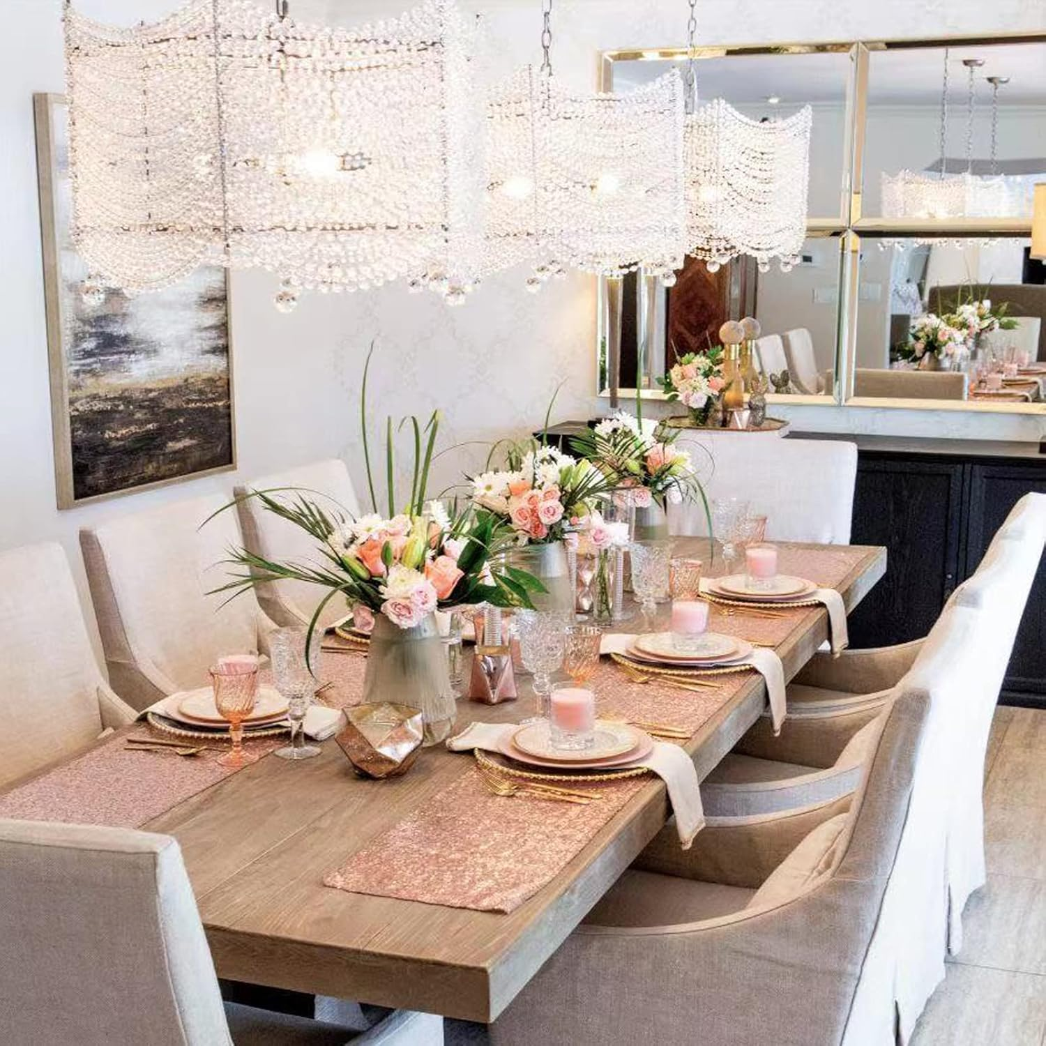 Rose Gold Glitter Sequin Table Runner 12X108 Inch for Sparkling Your Party Home Table Docorations Happy Birthday Wedding Bridal Shower Baby Shower image number 4