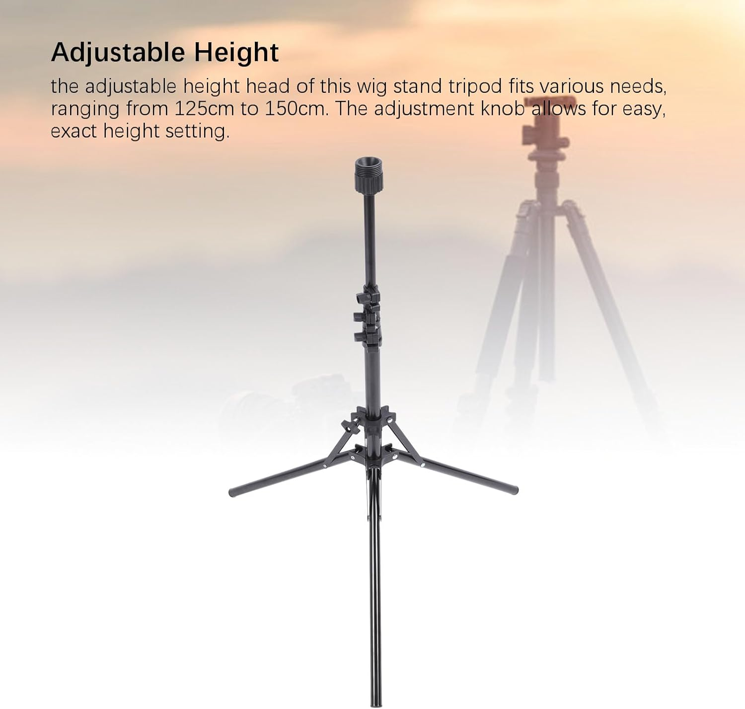 Reinforced Wig Stand, Wig Head Stand, Tripod Aluminum Alloy Adjustable Height Portable Mannequin Head Stand Holder for Cosmetology Hairdressing Training