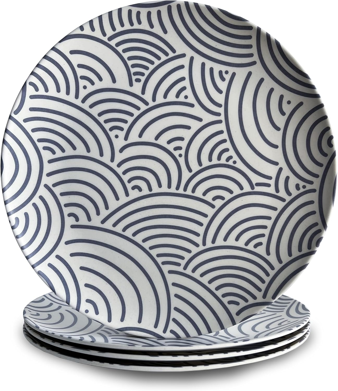 Nook Theory 4 Pack Reusable Bamboo Plates - Non-Toxic Toddler and Kids Plate, Dishwasher Safe, Not Microwavable Dinnerware (Celebration 10")