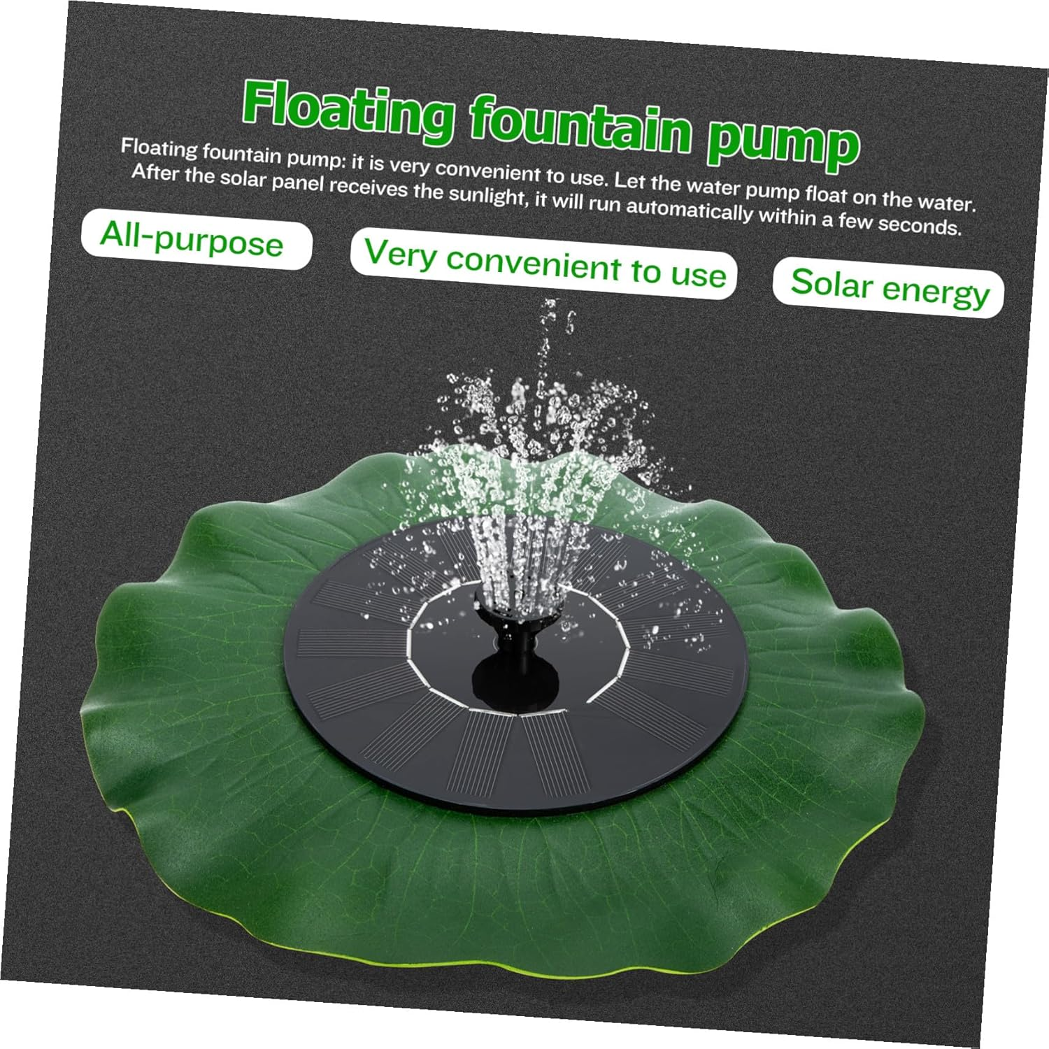 SEWACC Creative Solar Water Fountain Solar Pump Outdoor Garden Courtyard Landscape Decoration Floating Miniature Water Feature Easy Installation Backyard Pools Fish Ponds image number 4