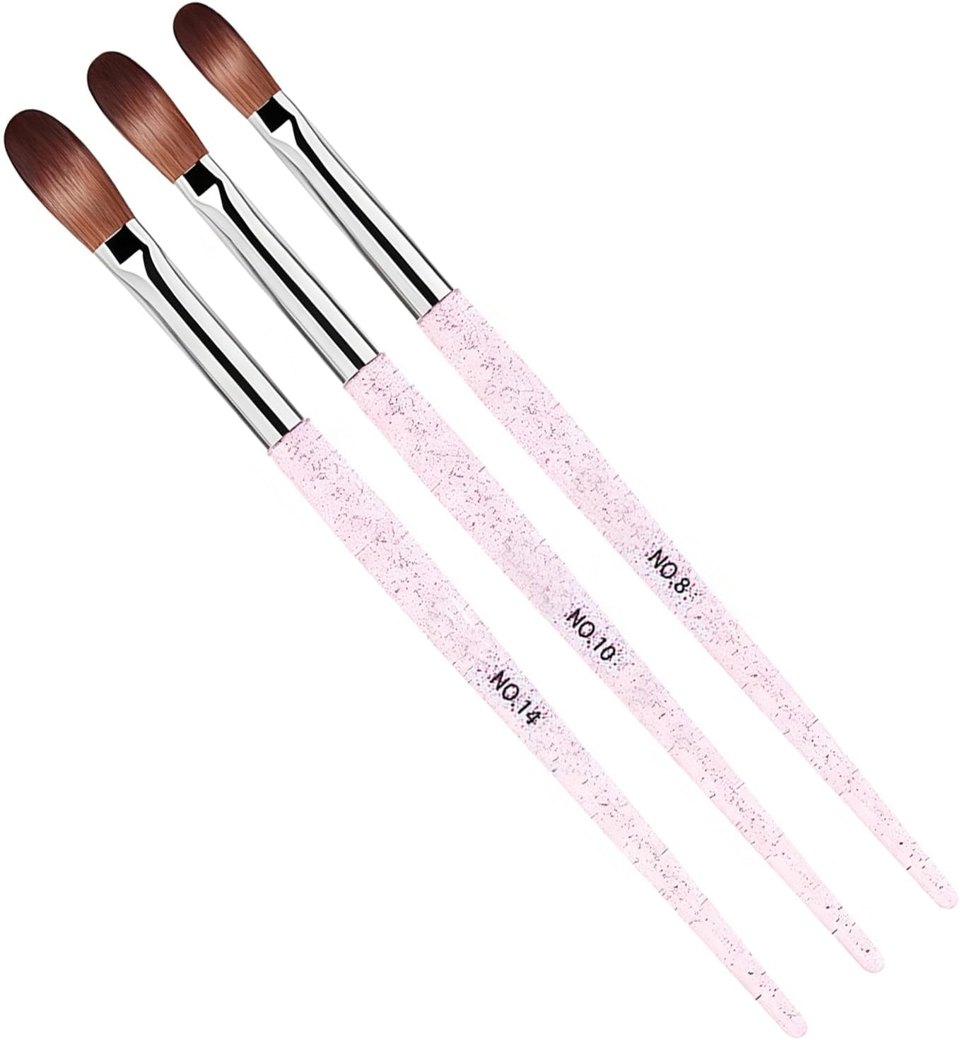 Suytvenxau 3Pcs Acrylic Nail Brush Set - Professional Nail Brushes Sizes 8/10/14 for Powder Application, Nail Art Extension, 3D Carving, DIY Home Salon Manicure Tools image number 4