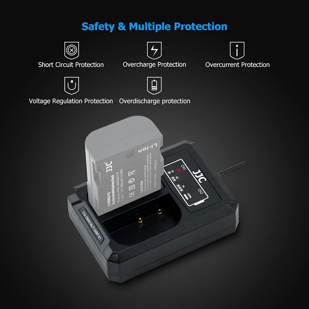 JJC DMW-BLF19 Battery Charger USB Dual Slots for Panasonic Lumix GH5S G9 GH5 GH4 GH3 & for Sigma BP-61 Sd Quattro (H), Replaces Panasonic DMW-BTC13 DMW-BTC10 & Sigma BC-61, with 40Cm Extension Cable image number 5