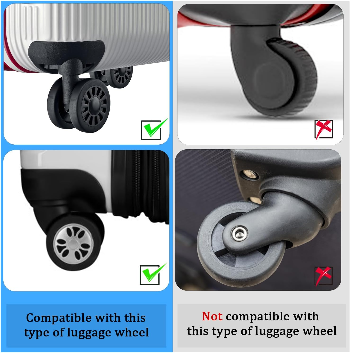 8Pcs Luggage Wheel Covers 4.2X1.5Cm Silicone Luggage Wheel Protector Wheel Covers Accessories Noise Proof for Most 8-Spinner Wheels Suitcase, Blue + Light Blue, 4,2X1,6Cm - Blue + Light Blue image number 2