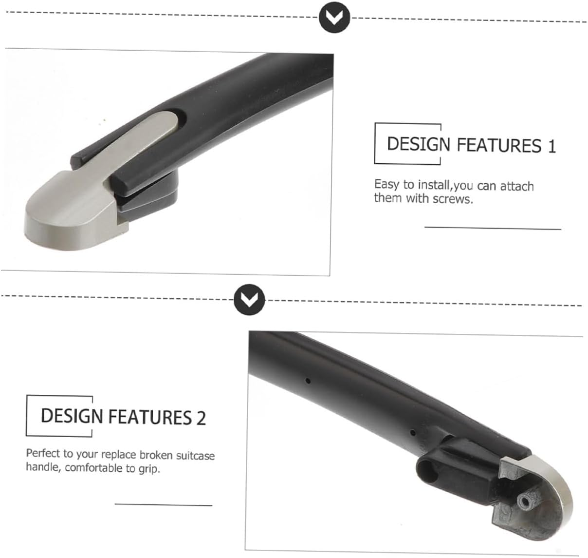 MUCKLILY Plastic Suitcase Grip Luggage Handle Replacement Screws Sturdy Plastic Handle Grip for Travel Suitcases and Handbags Carrying Accessory image number 6