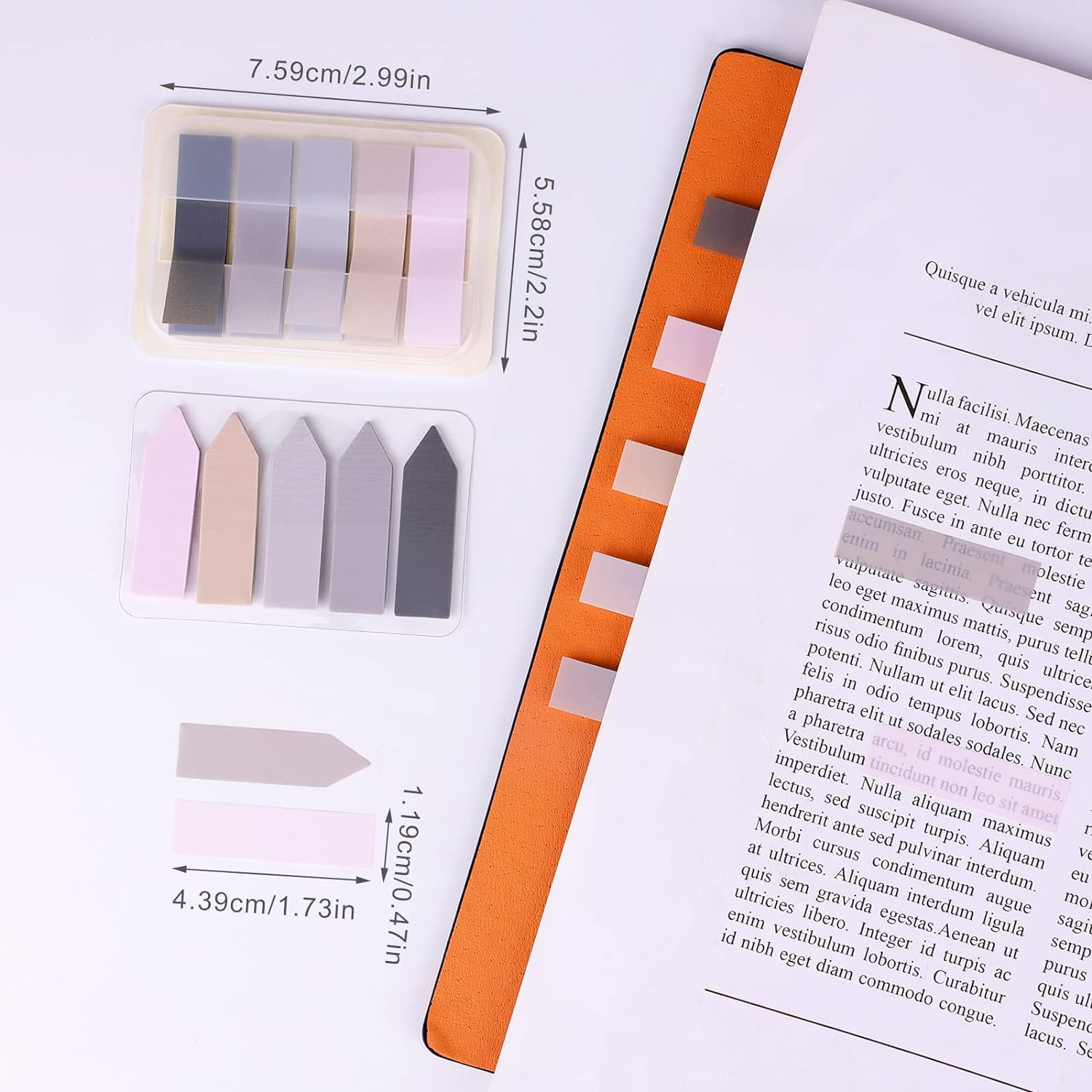 AIEX 600Pcs Index Tabs Flags, Self-Adhesive Sticky Tabs Page Tabs Writable Book Markers Page Flags for Reading Index, File Folders, Book Notes - Easy to Remove (Morandi Color) - Pink-Purple image number 4