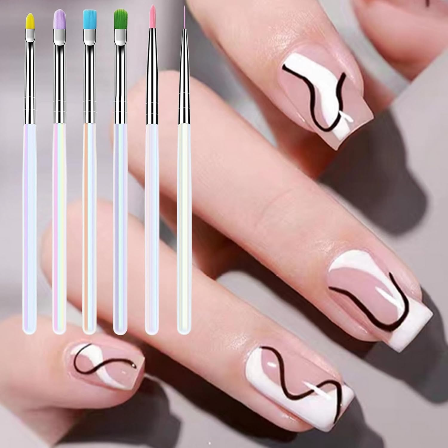 Ylnailky Art Brushes for Nails, Nail Liner Brush, Manicure Dotting Stamping Gel Polish Painting Tool Liner Applicator for Home Salon Beginners image number 1