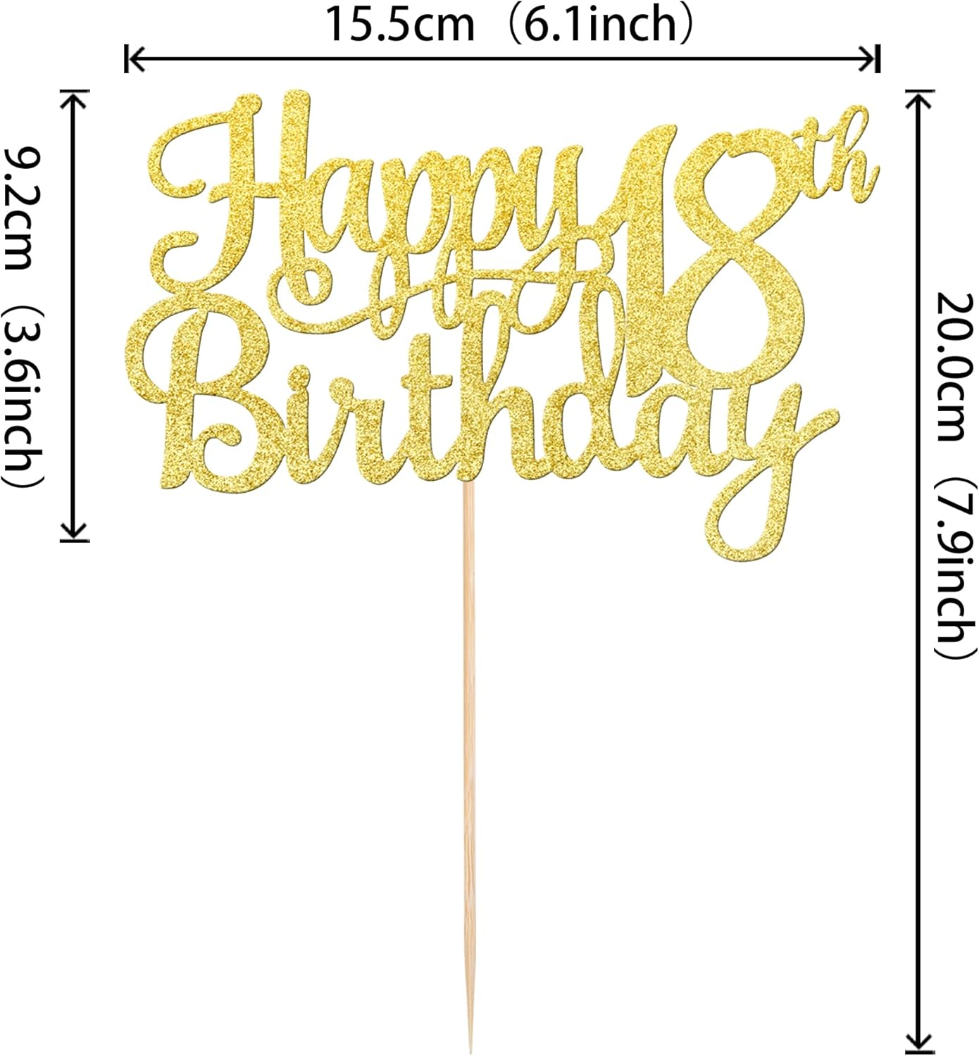 1 PACK Happy 18Th Birthday Cake Topper Gold Glitter Cheers to 18 Years Birthday Cake Pick 18 Fabulous Cake Decoration for 18Th Birthday Theme Party Decorations Supplies - 16Th image number 5