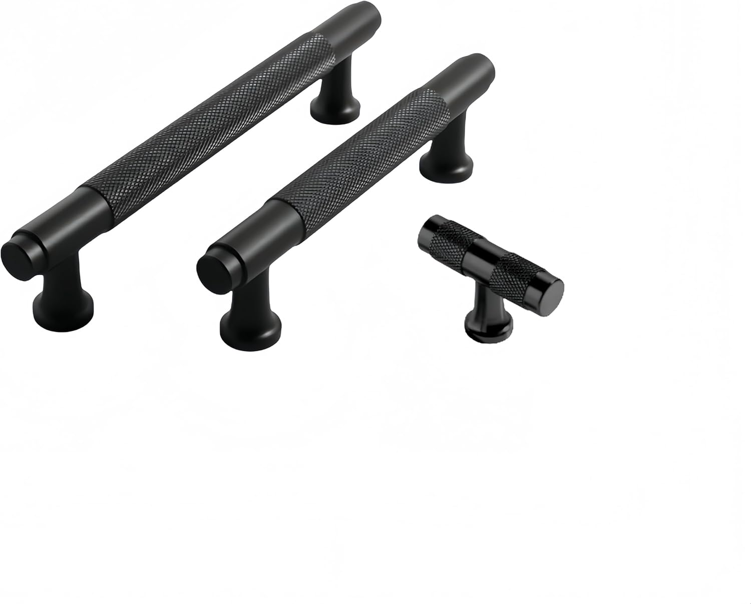 Modern Minimalist Cabinet Handle, Metal Pull Handle for Kitchen, Bathroom, Wardrobe Drawers, Durable and Easy to Install 2Pcs (Black, Short)