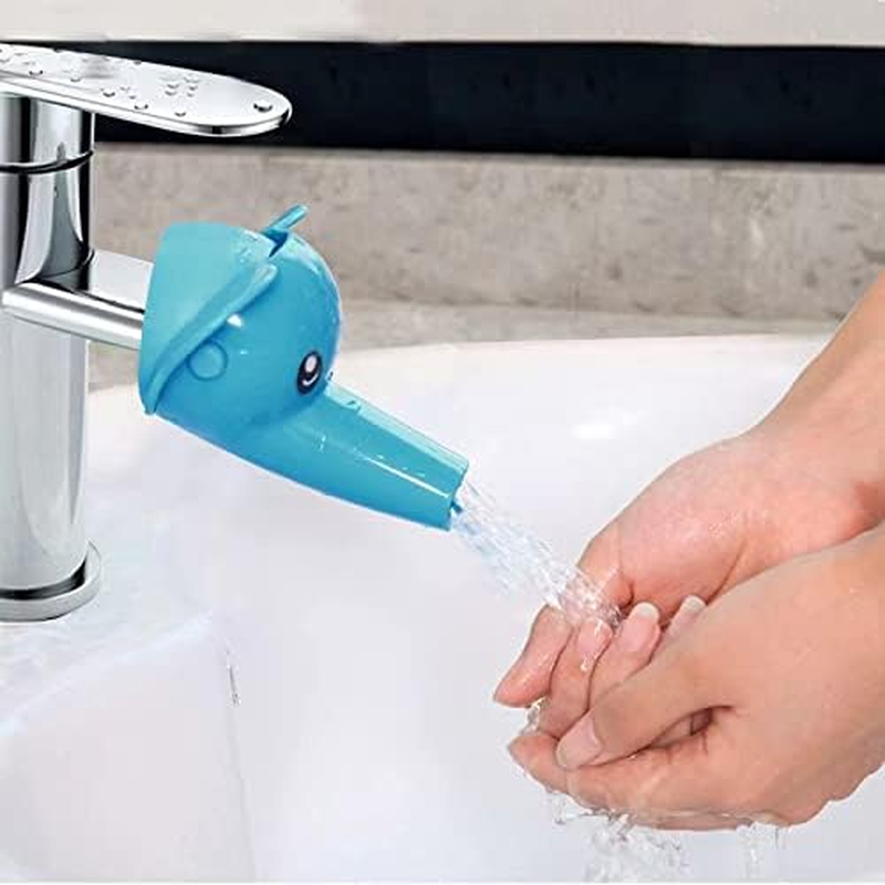 Faucet Extender for Kids, EVSOFMLF 3Pcs Faucet Cover Cartoon Faucet Extender Sink Hand Extender Washing for Children, Toddler, Baby Fun and Safe (Blue Dolphi, Yellow Duck, Pink Elephant) image number 2