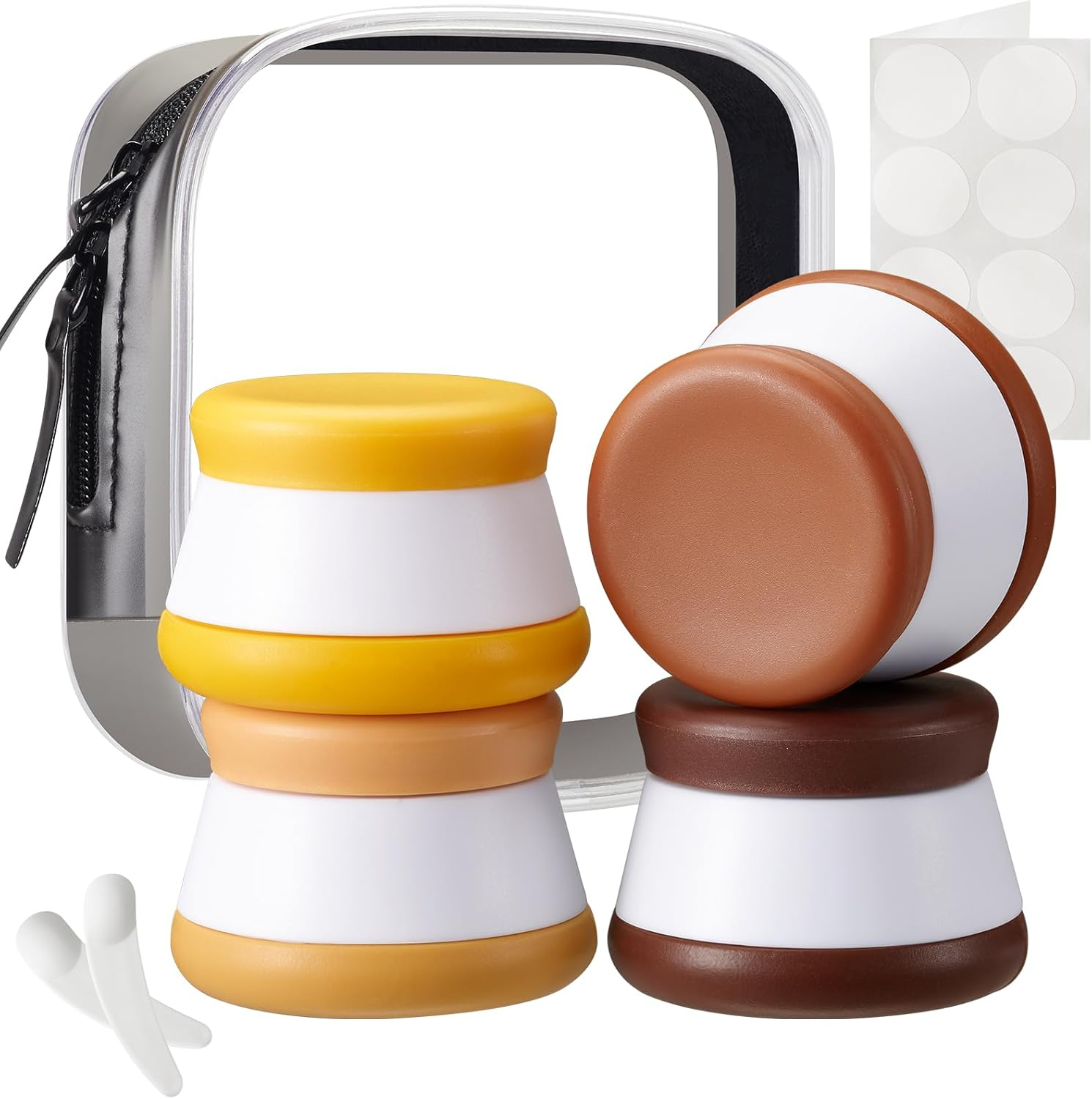 INSFIT Travel Containers for Toiletries, TSA Approved Silicone Cream Jars, Size Containers with Lids, 4PCS BPA Free Leakproof Accessories for Liquid Lotion with Labels & Mini Spatulas