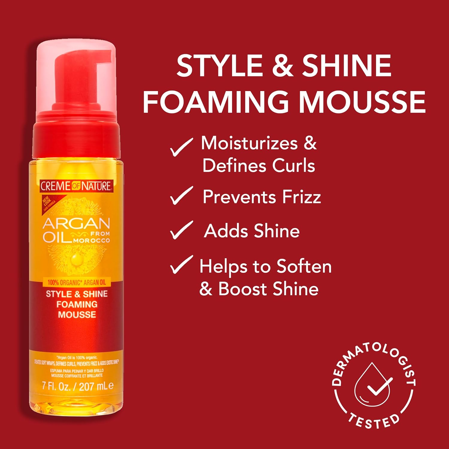 Creme of Nature Argan Oil Style and Shine Foaming Mousse, 7 Ounce image number 5