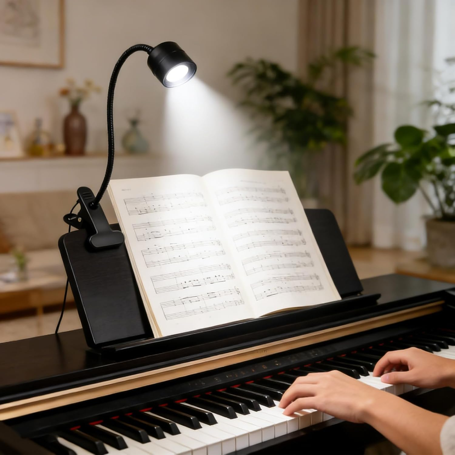 LED Reading Lamp Clamp Light, Dimmable Clamp Lamp with Switch Plug, 3 Colour Temperatures, Gooseneck Design with Beam, Adjustable 15&deg;-80&deg;, for Reading Indoor Lighting, Bed Night Reading (Black) image number 3