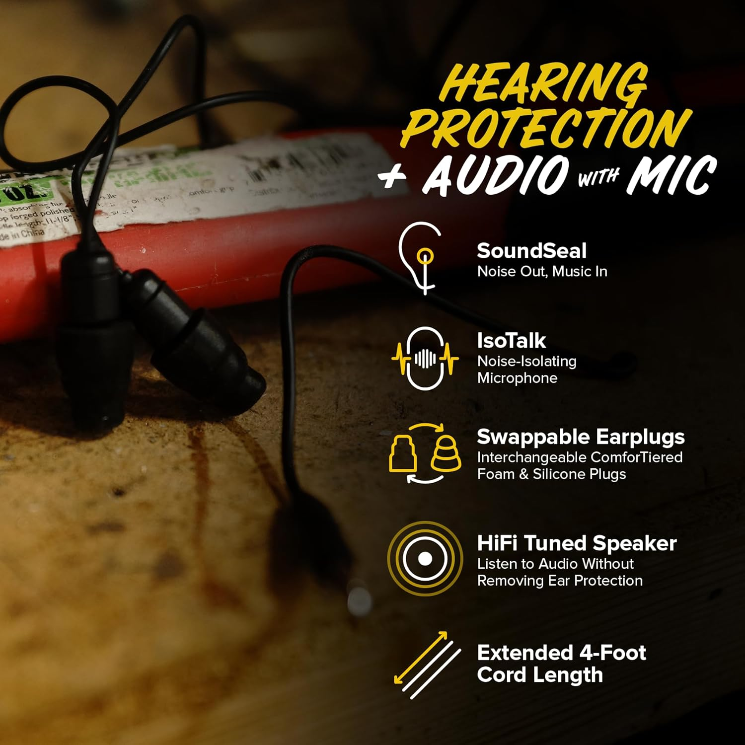 Plugfones Guardian plus Earplug-Earbud Hybrid - Black image number 4