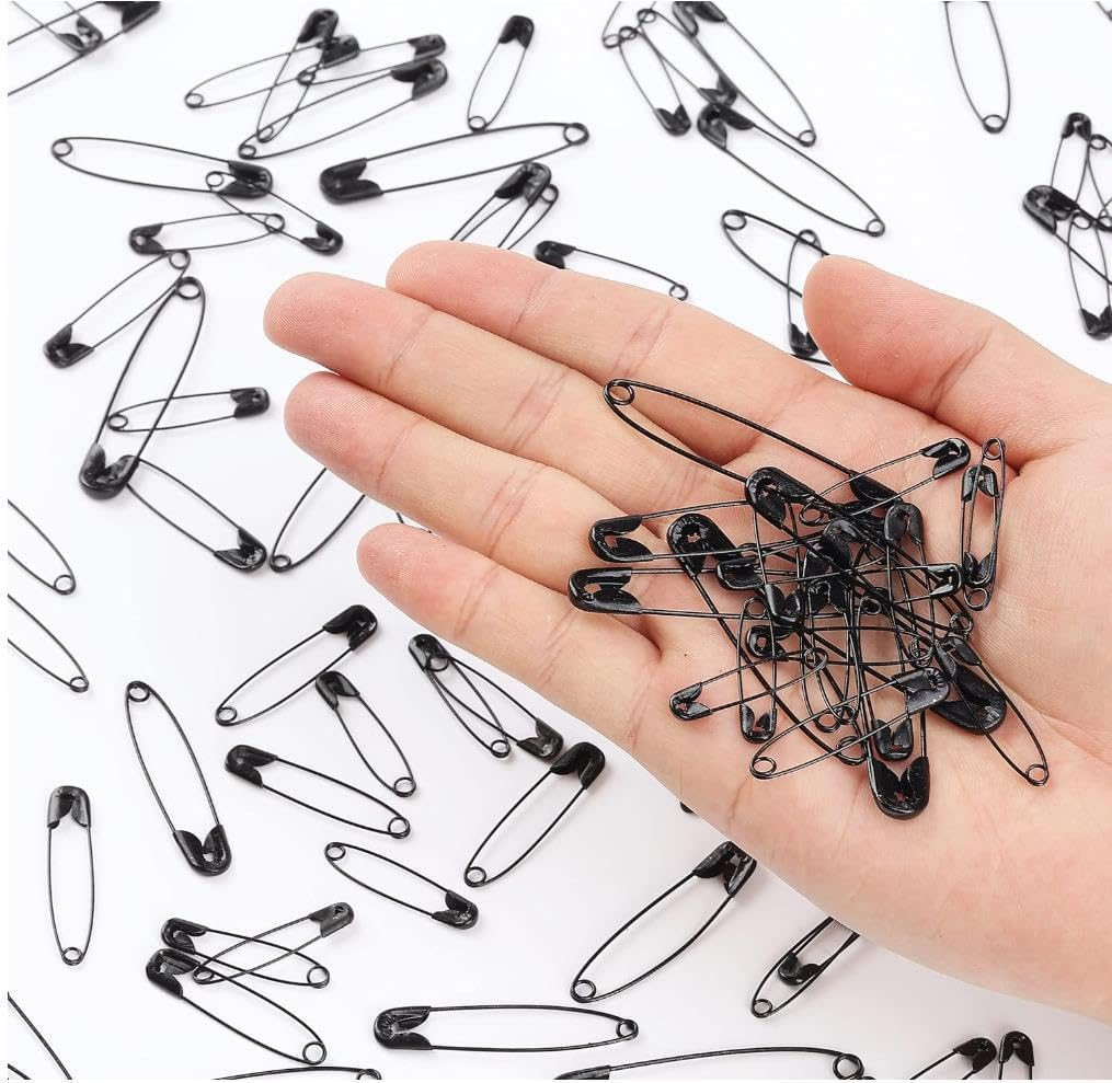 HIGHROCK Safety Pins Assorted, 300 Pcs Safety Pins for Clothes Costume, 5 Sizes Heavy Duty Safety Pin Forsewing Crafts Art Supplies (Black)