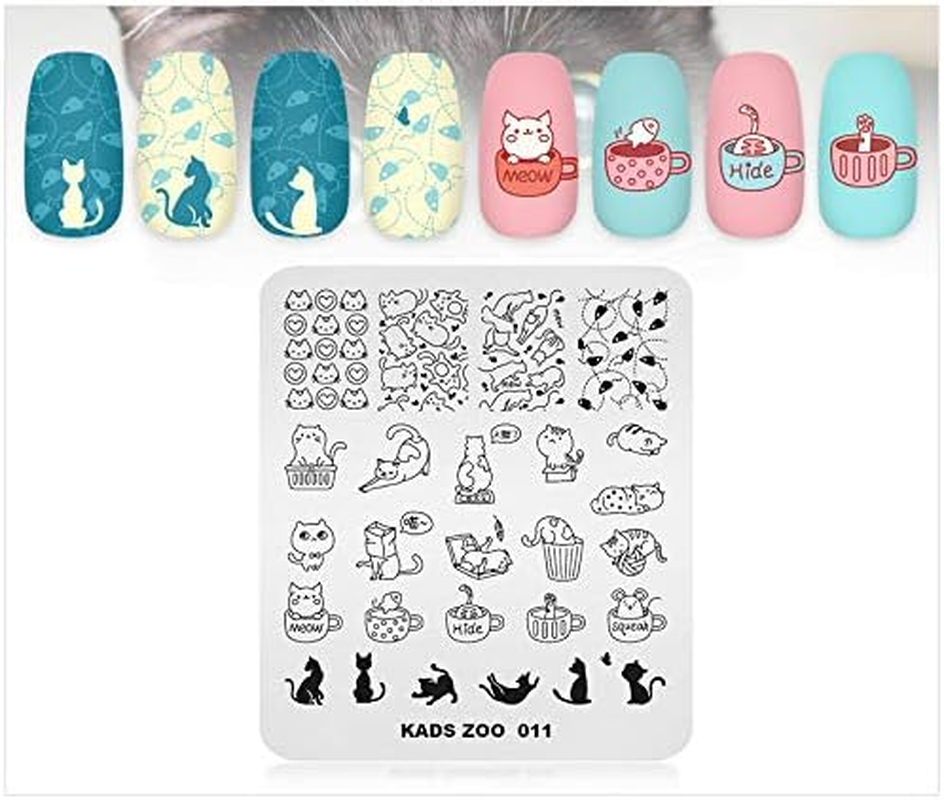 Nail Stamping Plates Creative Cartoon Animal Theme Picture Design Templates Cat Mouse Cup Butterfly Multi Pattern Circuit Board Manicure DIY Nail Art Printing Tools image number 3