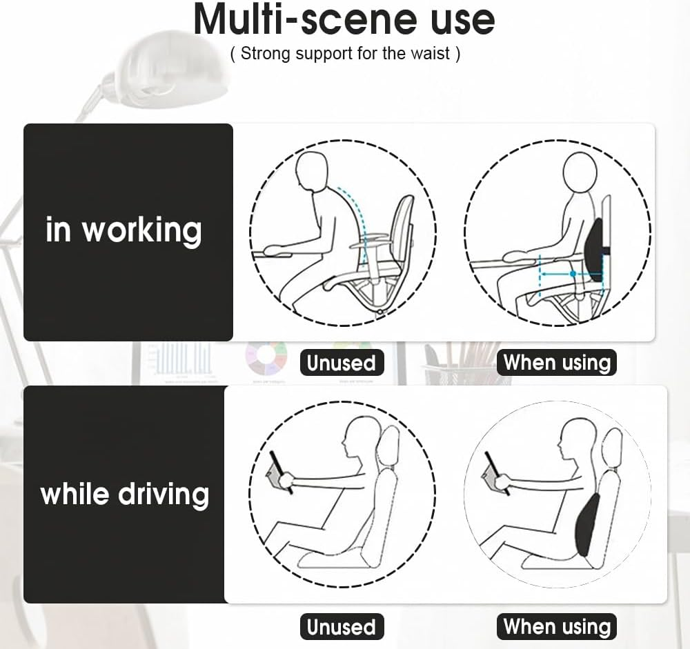 Lumbar Support Pillow Improves Posture, Superior Office Chair Back Support for Gaming and Desk Chairs, Versatile Use Lower Back Cushion Pillow for Car, Couch image number 6