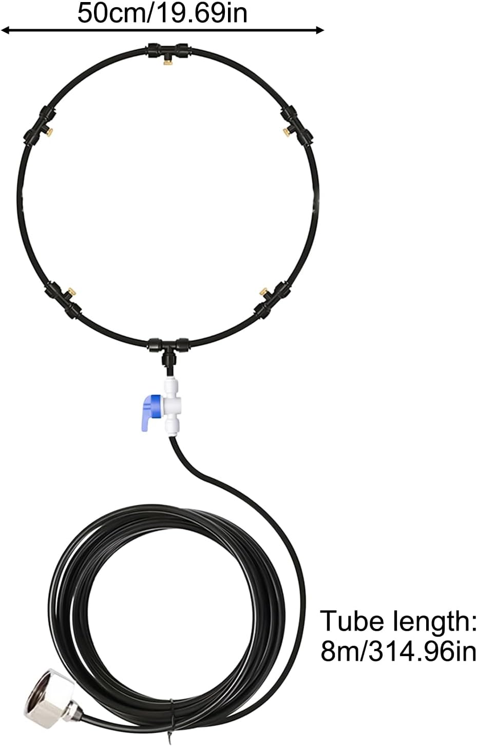 Fan Misting Kit,Outdoor Water Misting Hose for Fan - Hot Weather Water Sprayer 8-Meter Hose Multi-Nozzle Tool for Gazebo Event Tents Backyard Dog Kennel Patio Deck - Double Circle image number 2