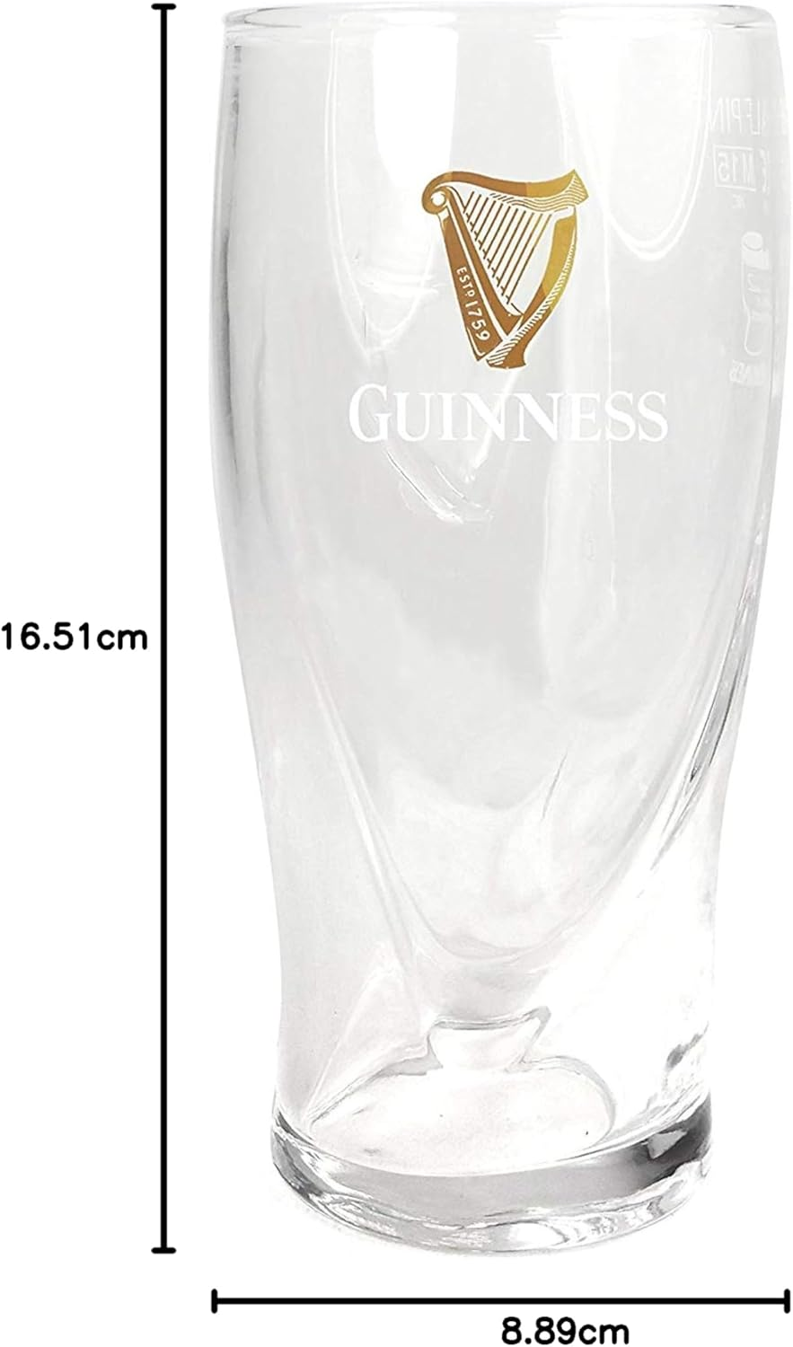 M.E.G Cards & Gifts Guinness Official Merchandise Embossed Pint Beer Glass (Set of 4)
