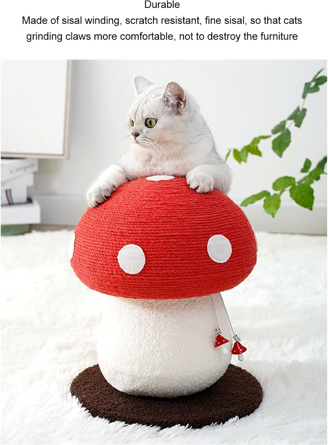 Cat Scratching Post Mushroom Durable,Mushroom Shaped Cat Scratch Pad Durable Grinding Claws Sisal Interactive Skin Friendly Cute Cat Scratching Board for Pets image number 4