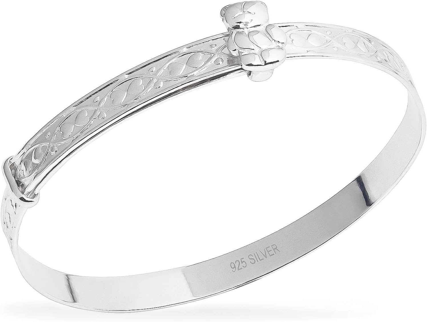 Children'S Bangle, 925 Sterling Silver Baby Bangle, Christening, Birthday Baby Shower, Expander Bracelet Gift, Baby Boy, Baby Girl 0-3Yrs, 40Mm to 50Mm, Sterling Silver Silver image number 3