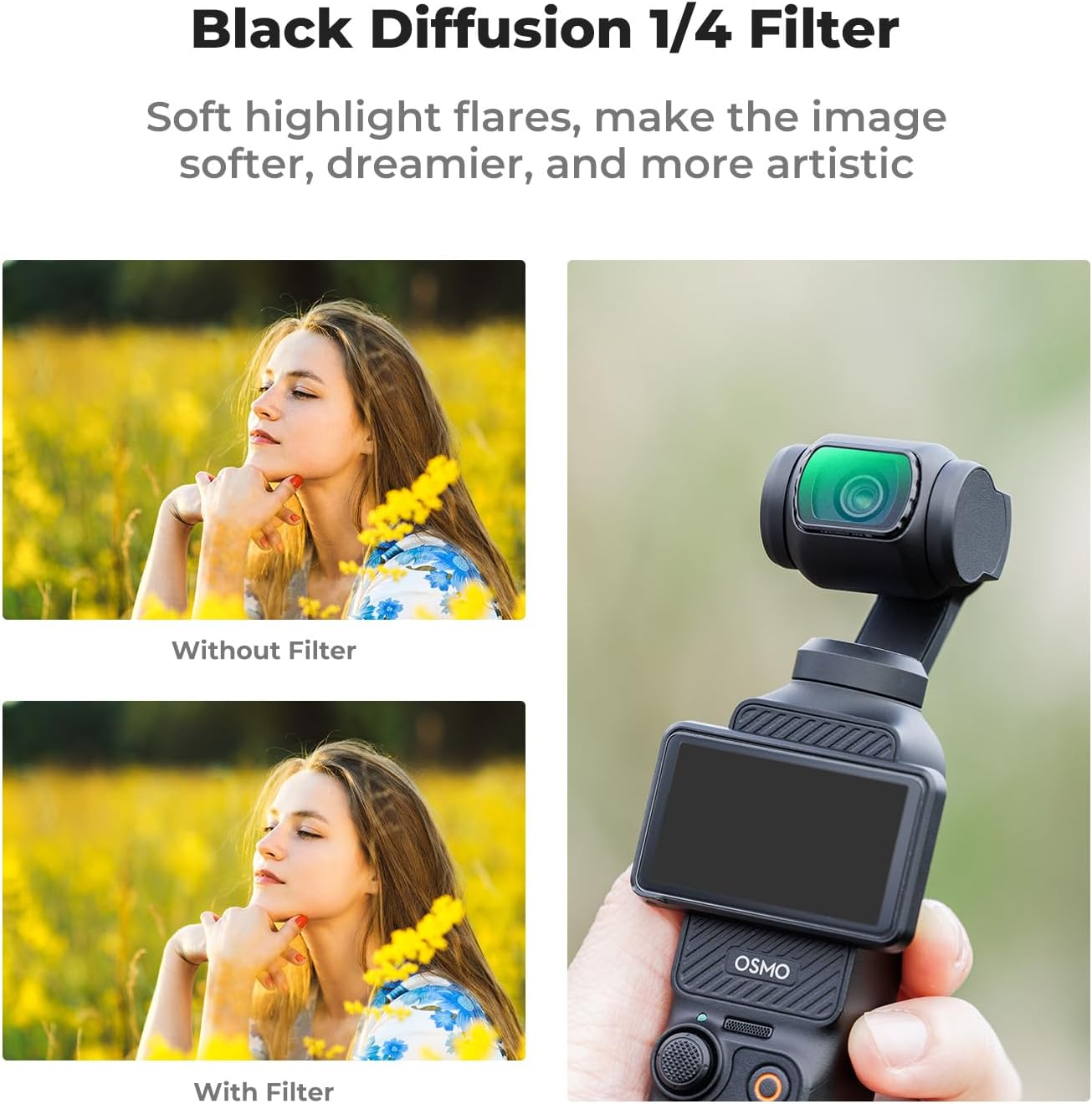 K&F Concept Magnetic Effect & ND & CPL Filter Set Compatible with DJI Osmo Pocket 3, 3 Pack CPL Black Diffusion 1/4 ND2-32 Filters Accessories, HD Optical Glass/Multi-Coated image number 3