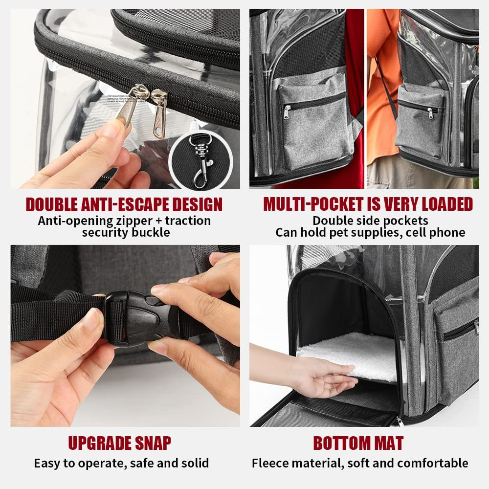 Life'Bea Cat Pet Carrier Backpack - Dog Puppy Travel Space Carrier Bag - Intimate Design & Easy Access for Pets - Breathable & Soft Backpacks - Ideal Use for Outdoor Trip (L) image number 6