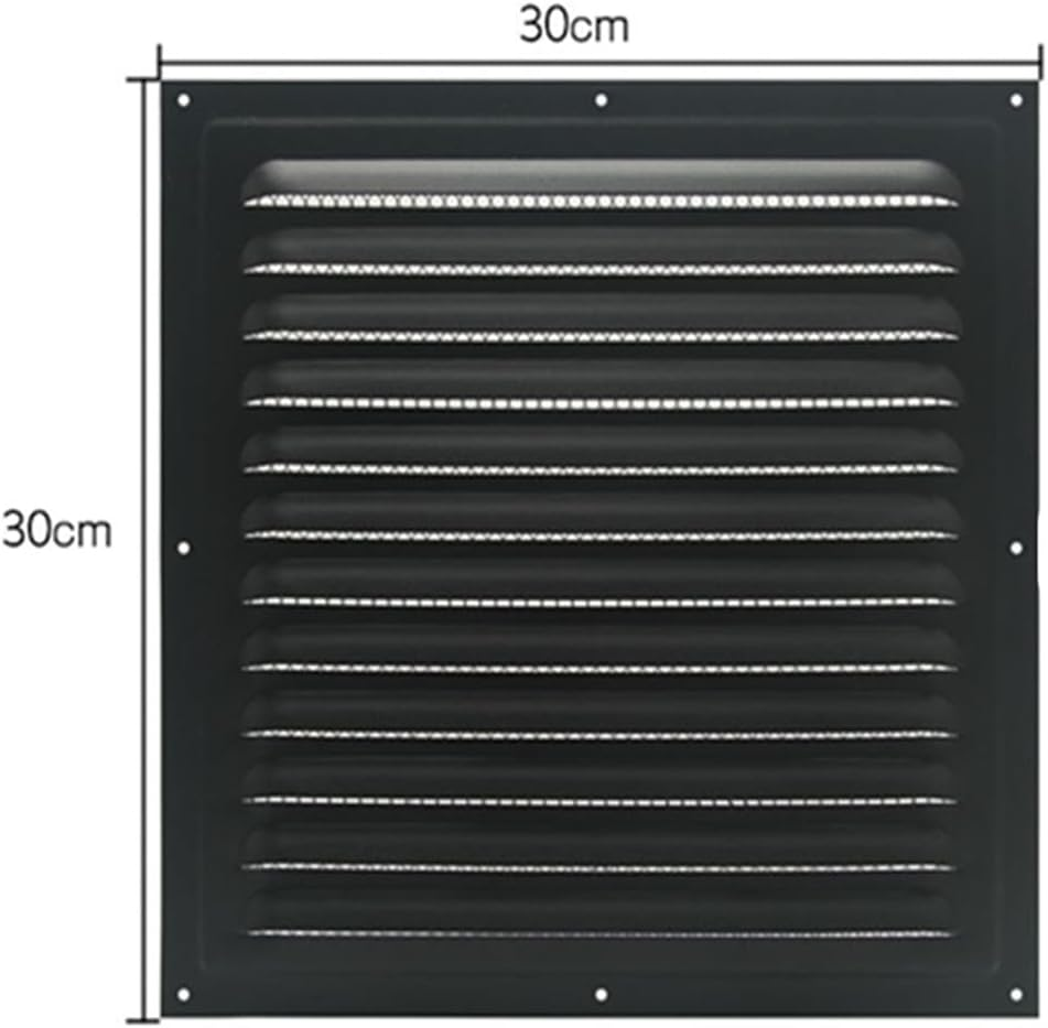 Square Ventilation Grille,Granmagazz Black Vent Cover, Black Metal Square Ventilation Grille Stainless Steel Air Vent Cover for Efficient Home Ventilation 30&times;30CM image number 2