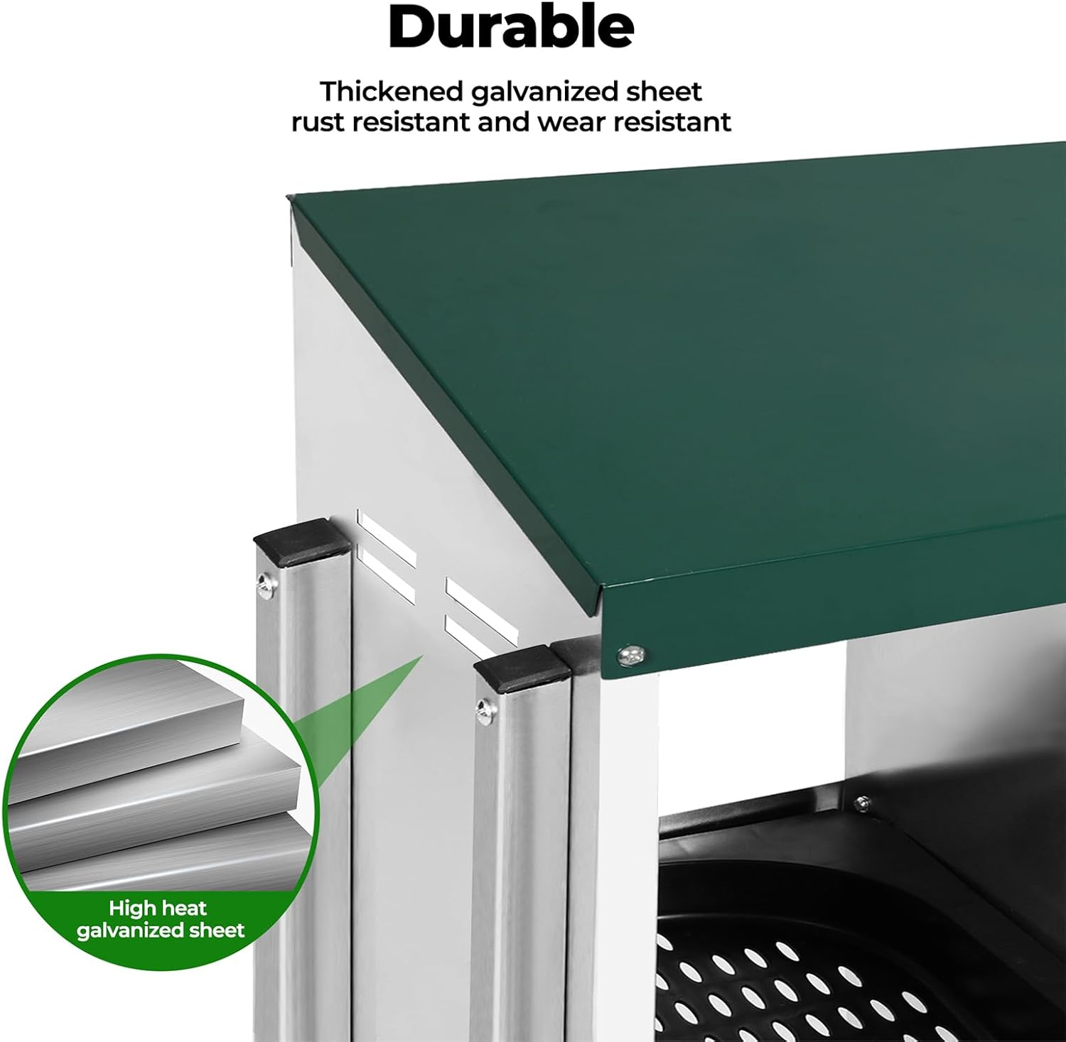 Pawz Chicken Nesting Box Roll Away Hen Laying Boxes House, Chicken Hen Coop 3 Hole, Hen Laying Box with Galvanised Metal Plastic Vents Lid, Chook Nest Coop Perch Roost Poultry Egg Brooder image number 3