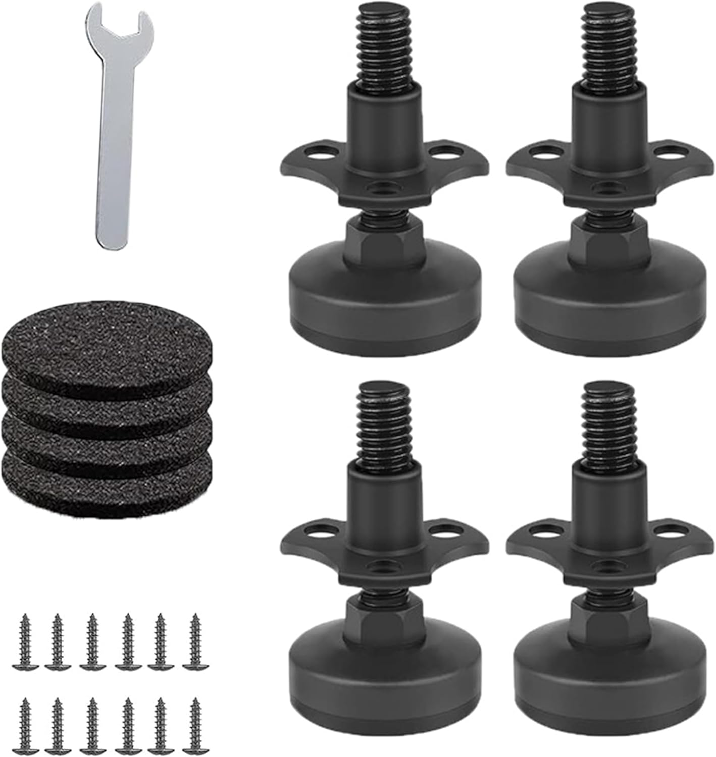 4PCS Heavy Duty 3/8"-16 Thread Adjustable Furniture Leveling Feet with T-Nut Kit,Threaded Leveling Feet,Large Base Furniture Levelers Support for Cabinets,Tables,Chairs,Sofa,Workbench (Black) image number 5