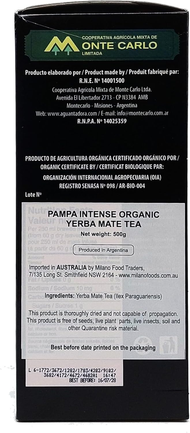 Pampa Yerba Mate - Organic - Intense Flavor, 500 G image number 4