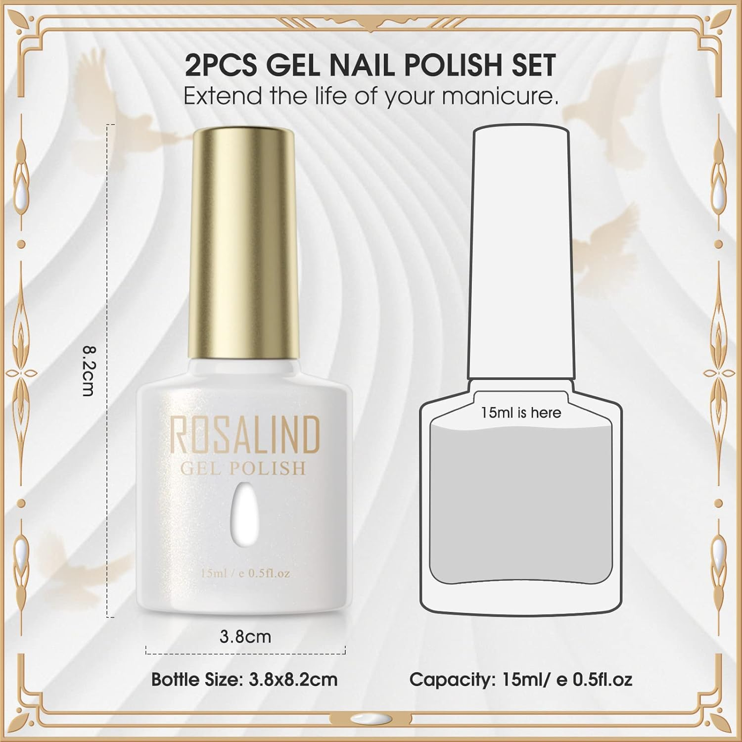 ROSALIND UV Nail Polish White Glitter Gel Nail Polish 15 Ml Shellac Nail Polish Starter Set UV LED Soak off Nail Gel Polish Gel Nail Polish Set image number 4